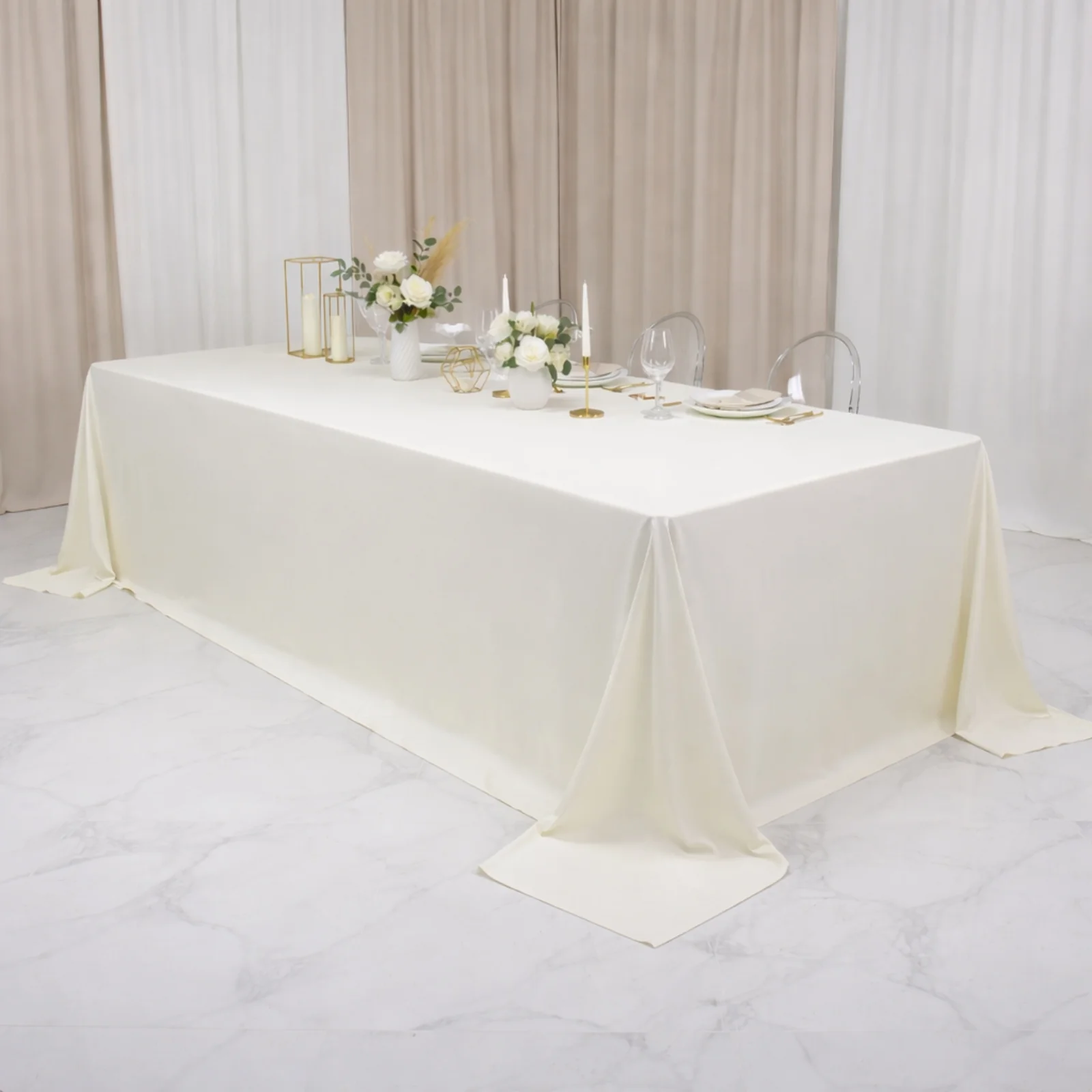 Ivory Scuba Rectangular King Tablecloth – 108" x 156" Extra-Wide, Wrinkle-Free & Stain-Resistant Banquet Linen for 8ft Tables - Image 6