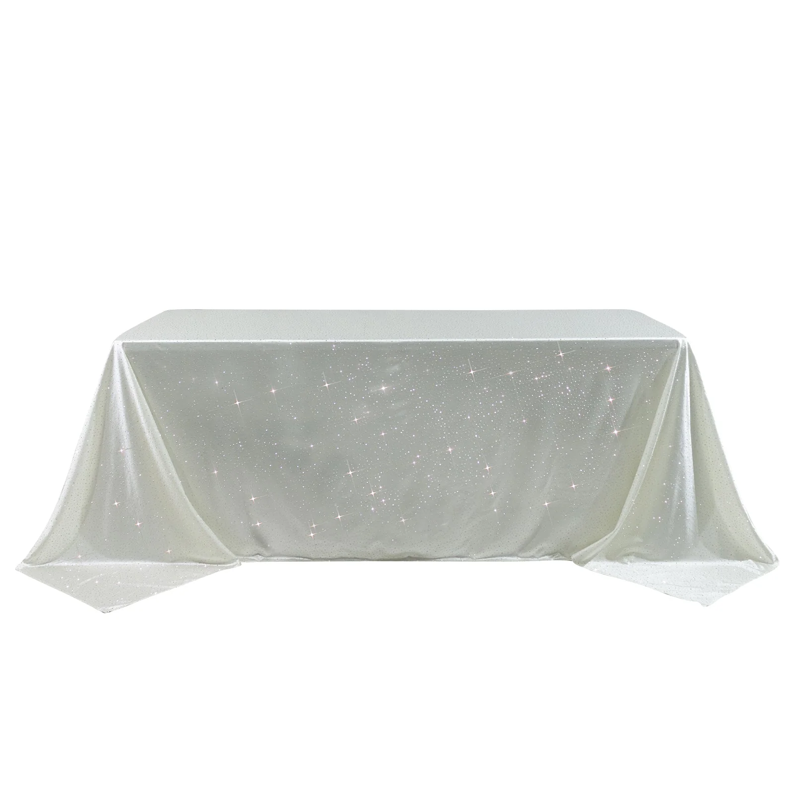 Scuba Rectangular Tablecloth 90"×132" Pearl White with Rhinestone Accents – Seamless, Wrinkle-Free, Stain-Resistant Event Linen - Image 2