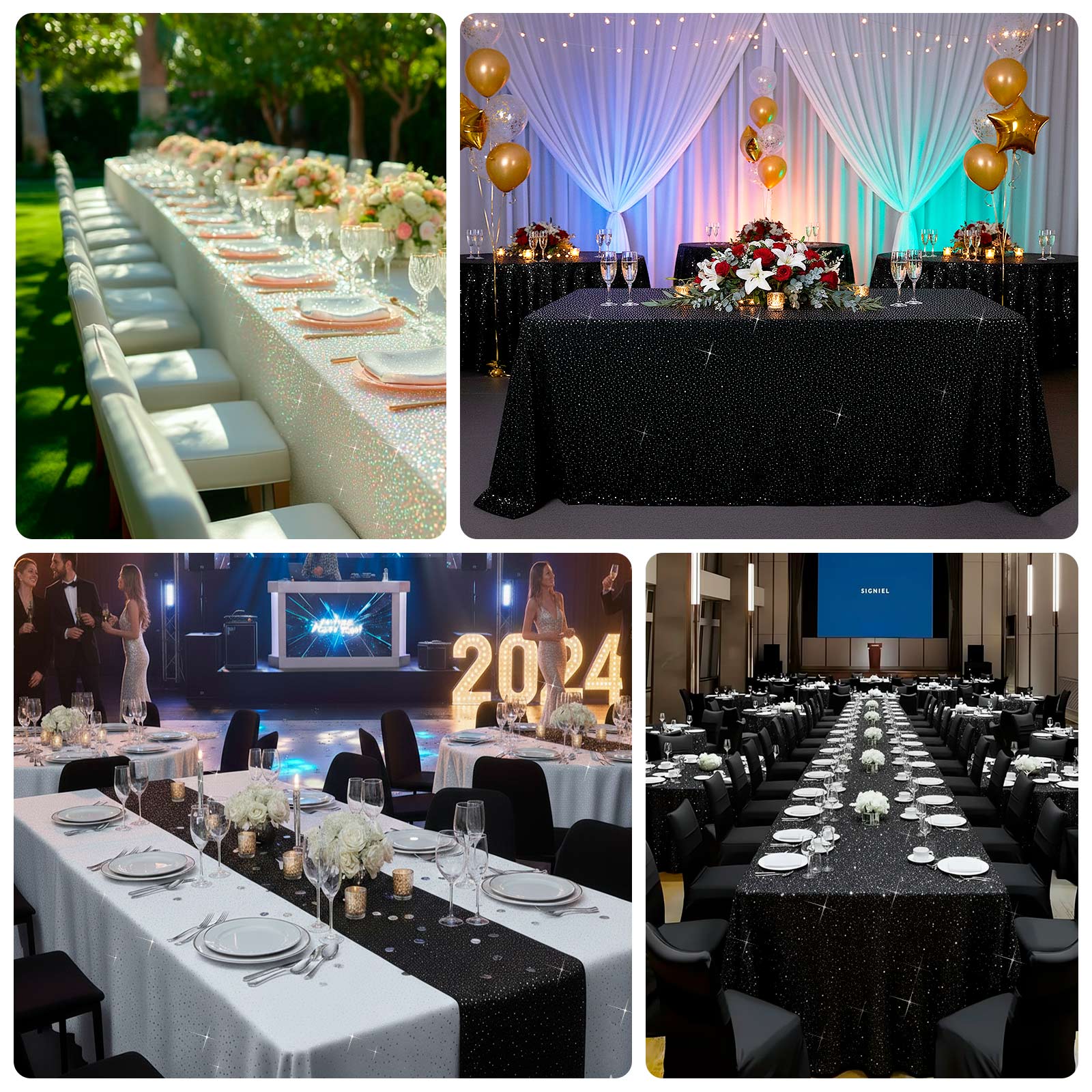 Scuba Rectangular Tablecloth 90"×132" Pearl White with Rhinestone Accents – Seamless, Wrinkle-Free, Stain-Resistant Event Linen - Image 4