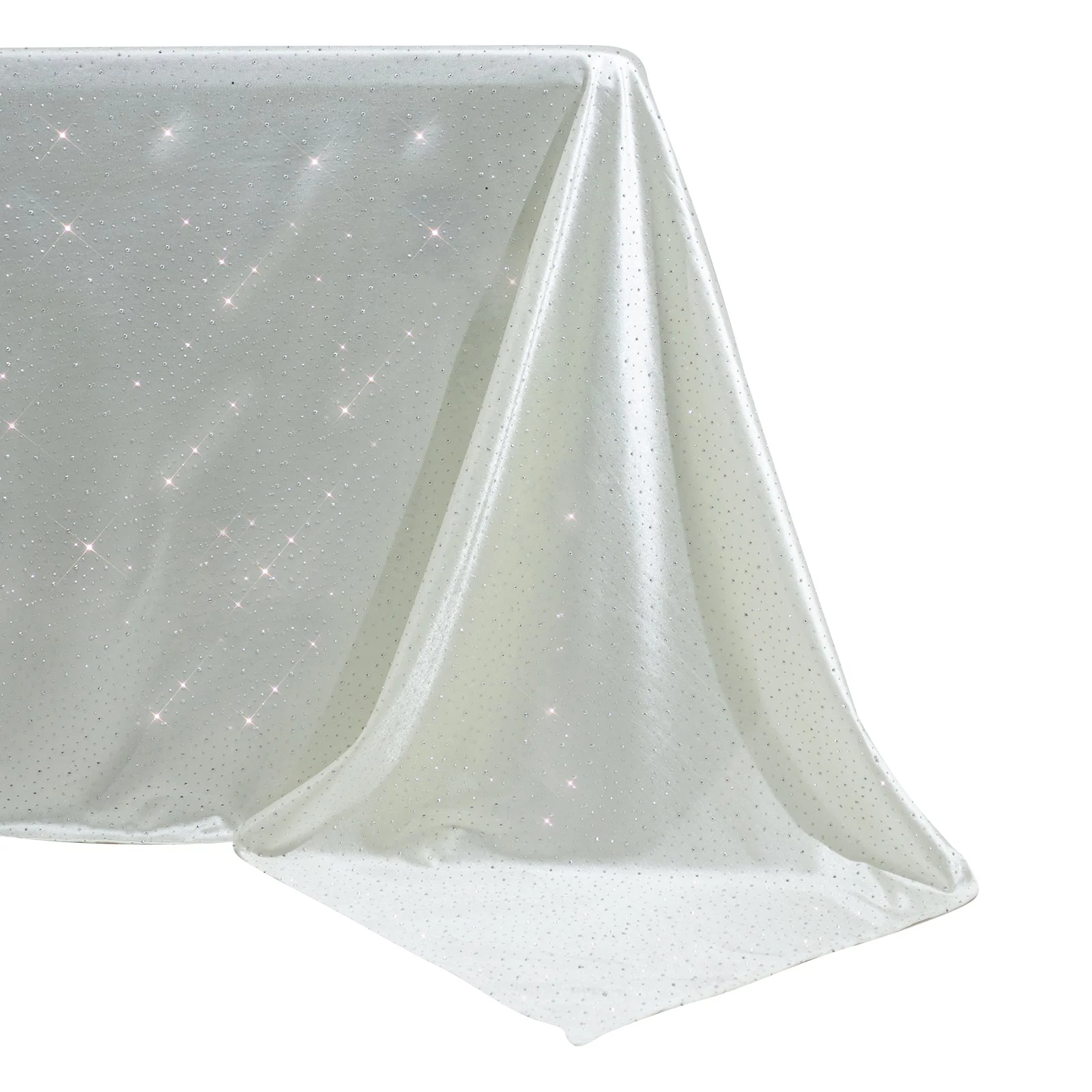 Scuba Rectangular Tablecloth 90"×132" Pearl White with Rhinestone Accents – Seamless, Wrinkle-Free, Stain-Resistant Event Linen - Image 6