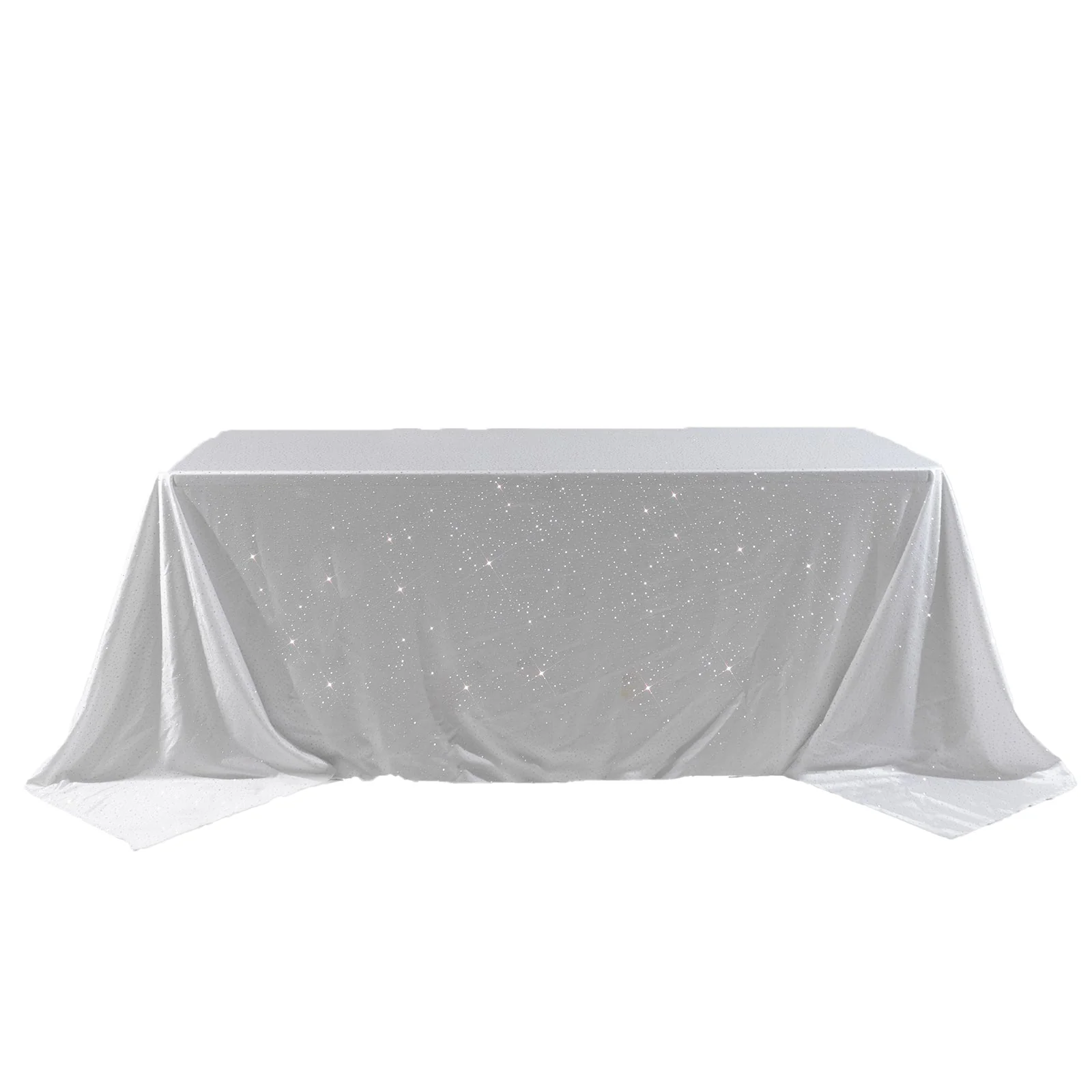 Scuba Rectangular Tablecloth 90"×132" White with Rhinestone Accents – Seamless, Wrinkle-Free, Stain-Resistant Event Linen - Image 2