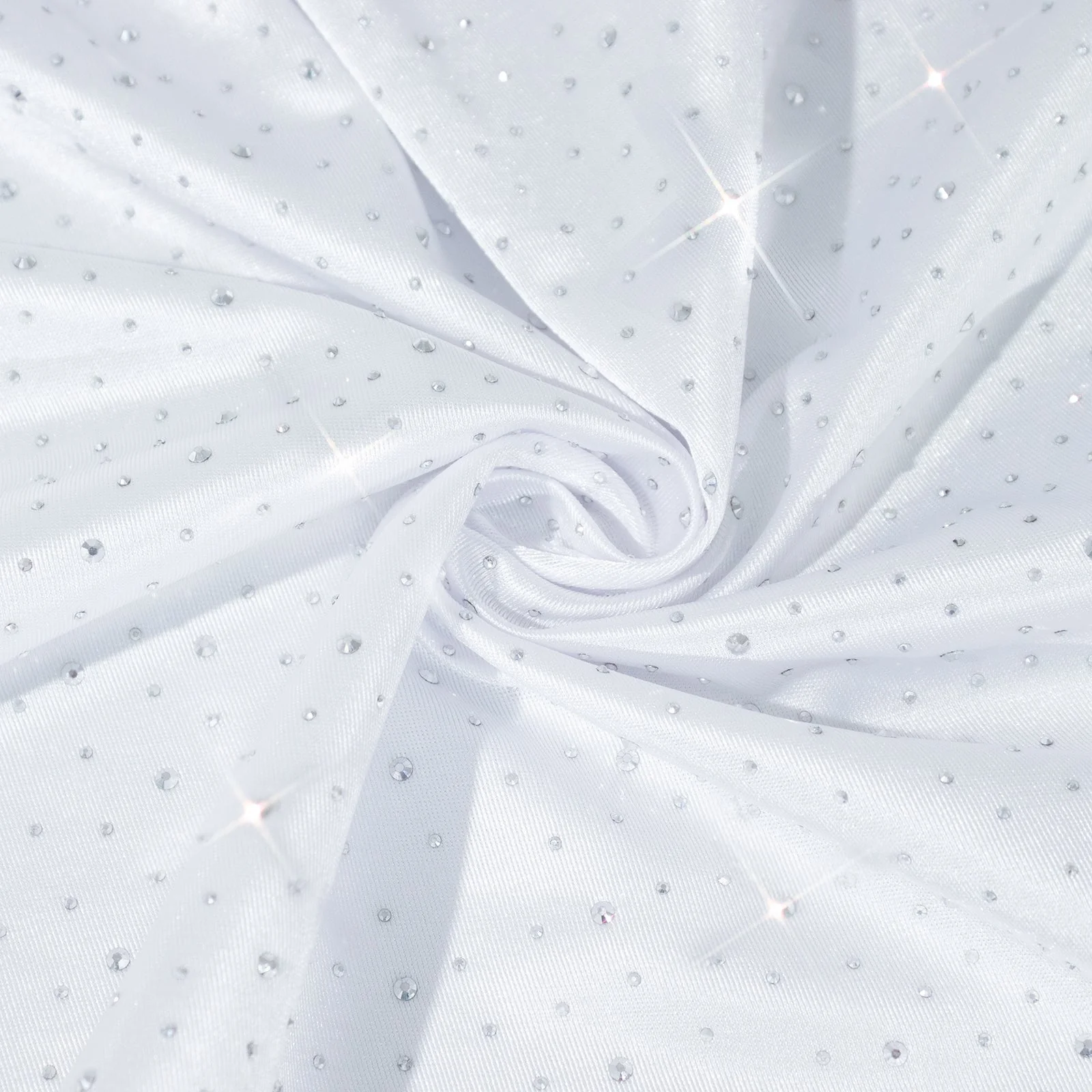 Scuba Rectangular Tablecloth 90"×132" White with Rhinestone Accents – Seamless, Wrinkle-Free, Stain-Resistant Event Linen - Image 8