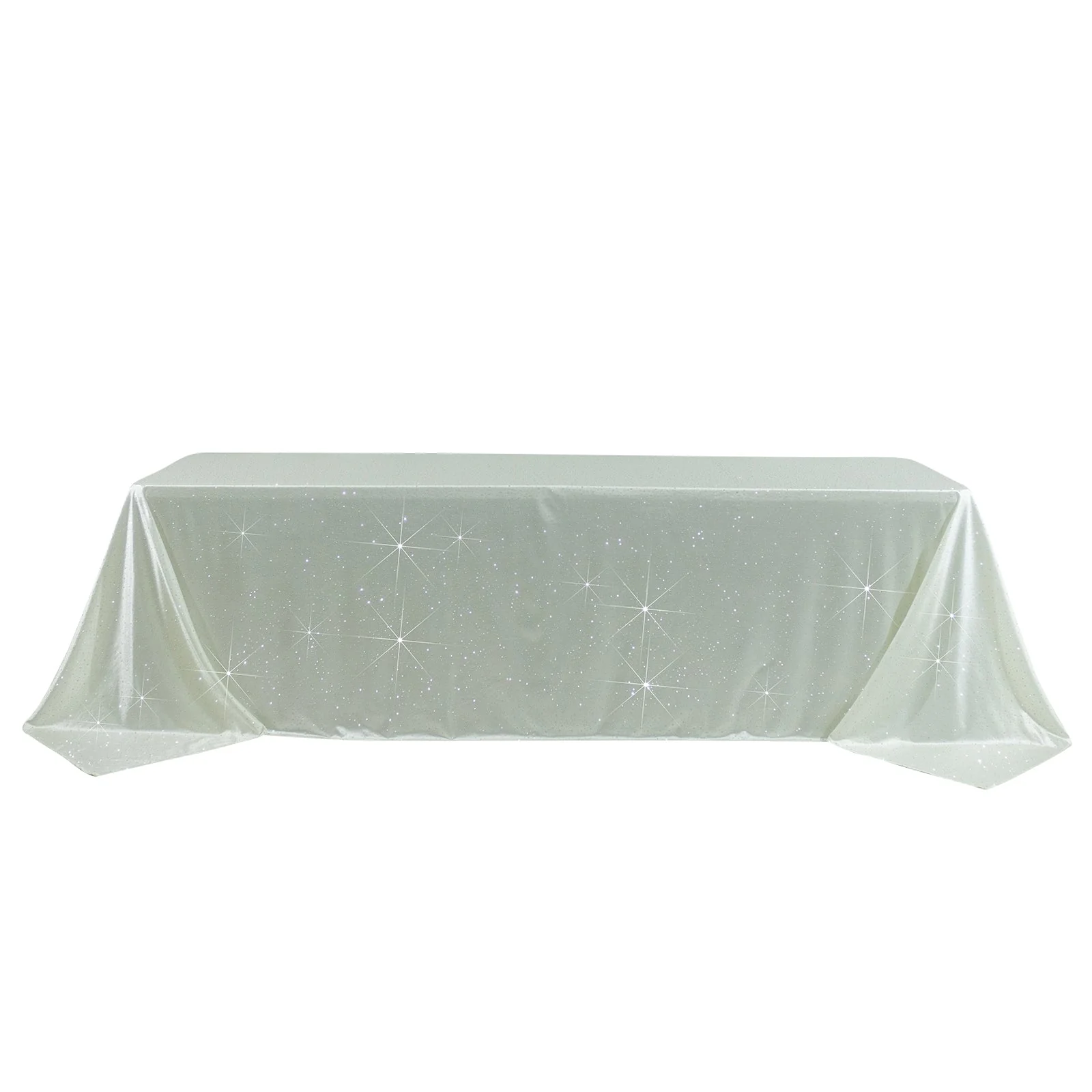 Scuba Rectangular Tablecloth 90"×156" Pearl White with Rhinestone Accents – Seamless, Wrinkle-Free, Stain-Resistant Event Linen - Image 2