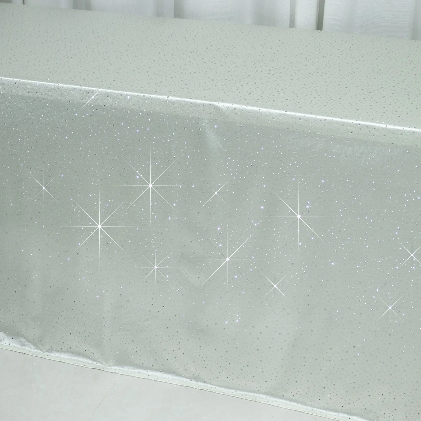 Scuba Rectangular Tablecloth 90"×156" Pearl White with Rhinestone Accents – Seamless, Wrinkle-Free, Stain-Resistant Event Linen - Image 7