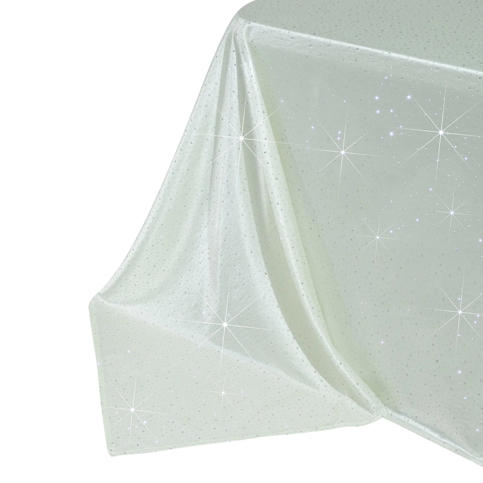 Scuba Rectangular Tablecloth 90"×156" Pearl White with Rhinestone Accents – Seamless, Wrinkle-Free, Stain-Resistant Event Linen - Image 9