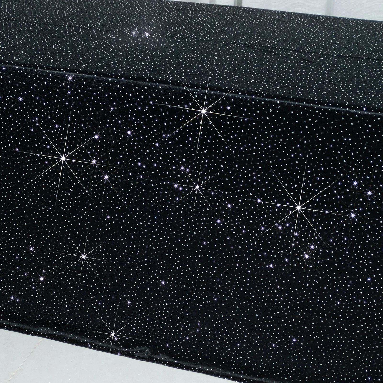 Scuba Rectangular Tablecloth 90"×156" Black with Rhinestone Accents – Seamless, Wrinkle-Free, Stain-Resistant Event Linen - Image 7