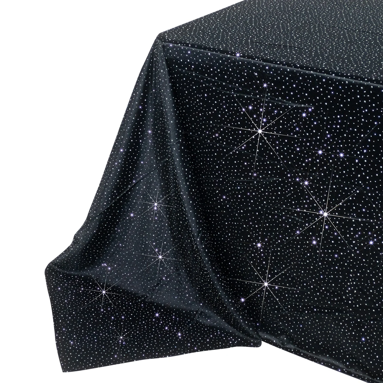 Scuba Rectangular Tablecloth 90"×156" Black with Rhinestone Accents – Seamless, Wrinkle-Free, Stain-Resistant Event Linen - Image 9