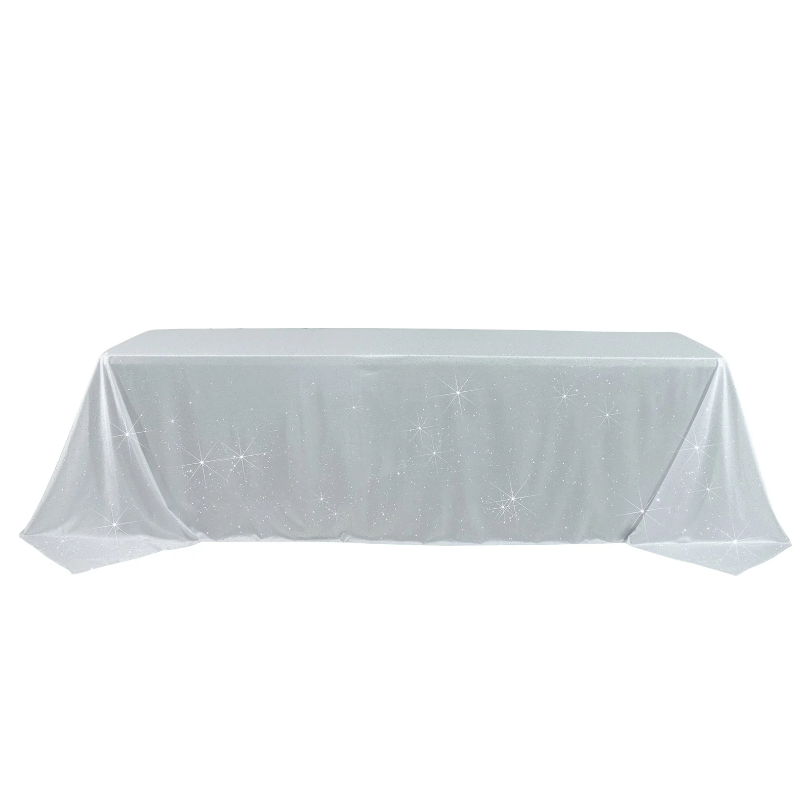 Scuba Rectangular Tablecloth 90"×156" White with Rhinestone Accents – Seamless, Wrinkle-Free, Stain-Resistant Event Linen - Image 2