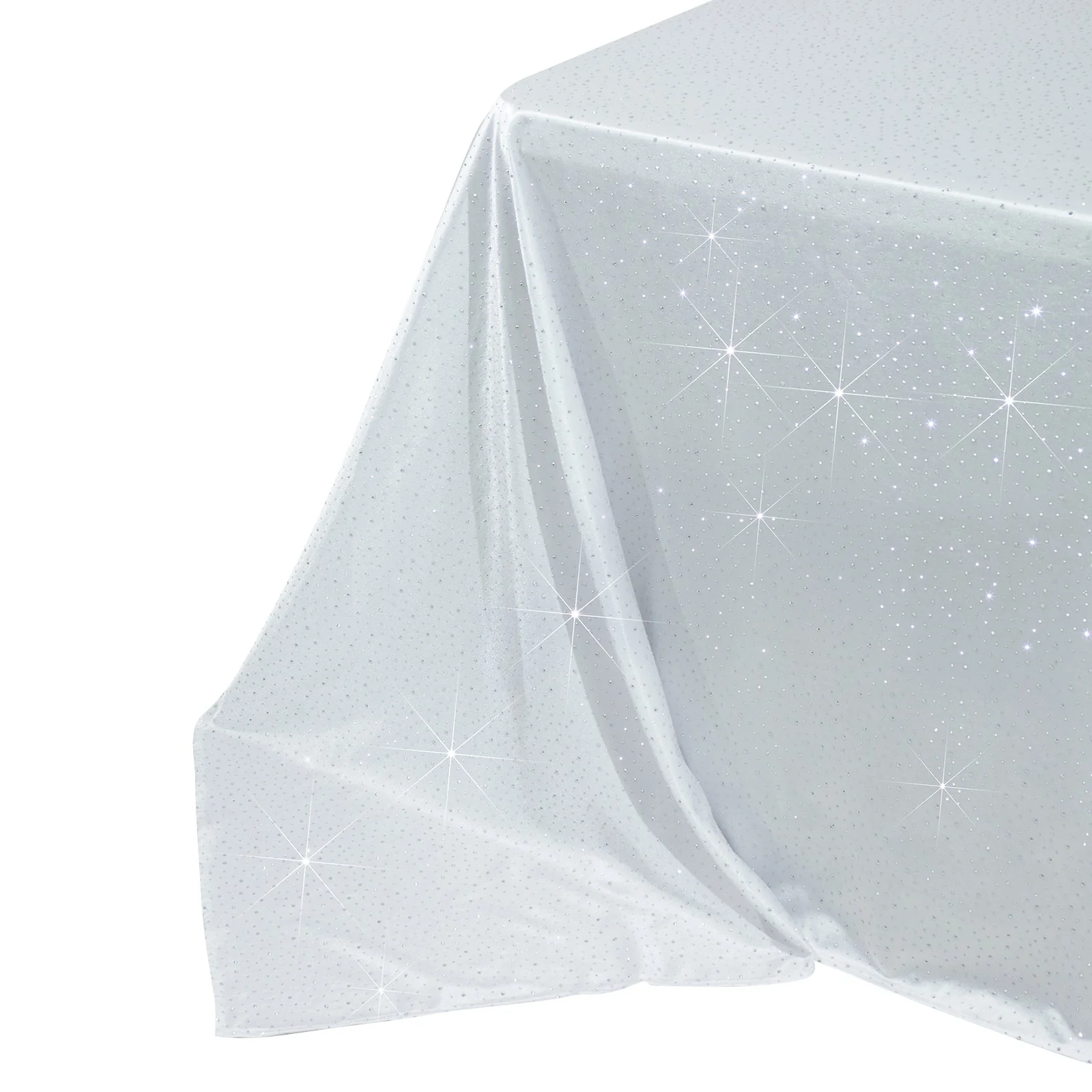 Scuba Rectangular Tablecloth 90"×156" White with Rhinestone Accents – Seamless, Wrinkle-Free, Stain-Resistant Event Linen - Image 9