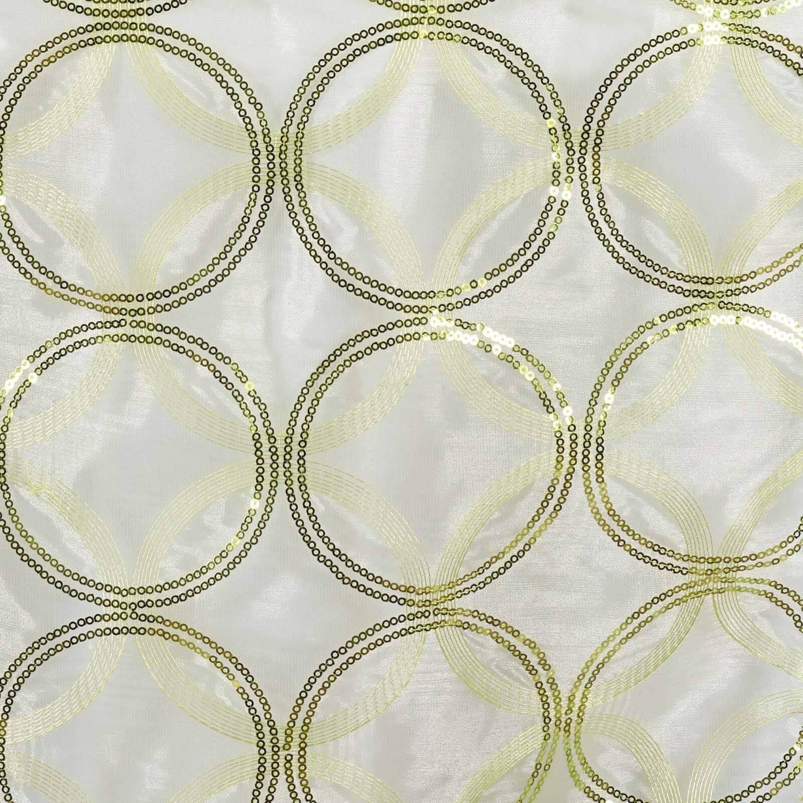 Sequin 14"x108" Table Runner Tea Green Circle Designs - Shimmering Tabletop Decor - Image 3