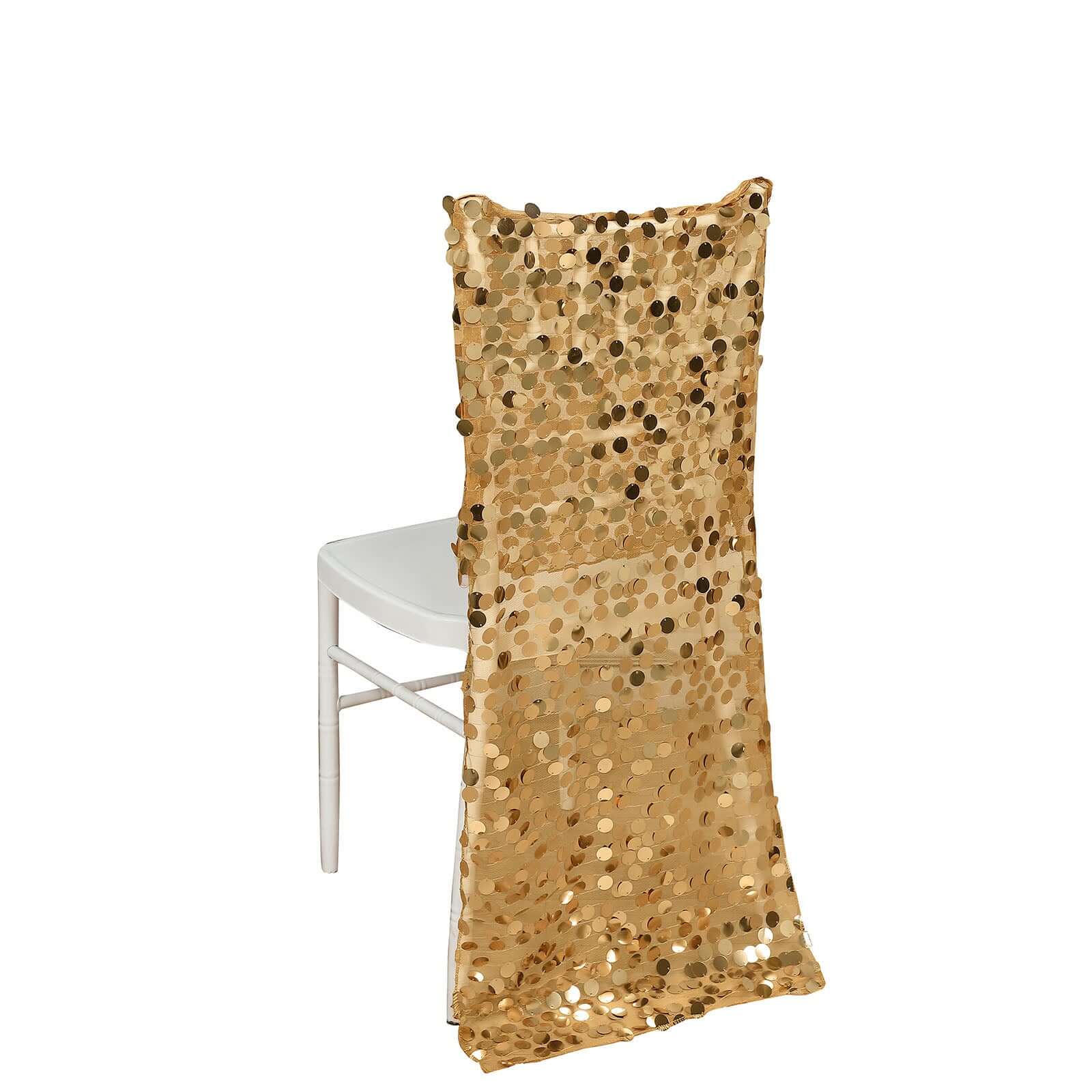 Sequin Chair Slipcover Big Payette Design for Chiavari Chairs Gold - Glittering Event Chair Back Cover - Image 5