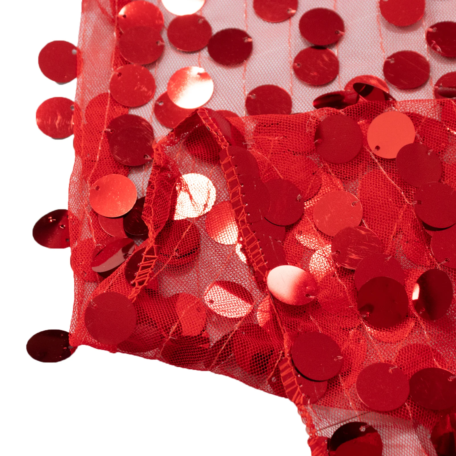 Sequin 132" Round Tablecloth Red - Big Payette Table Cover - Image 7