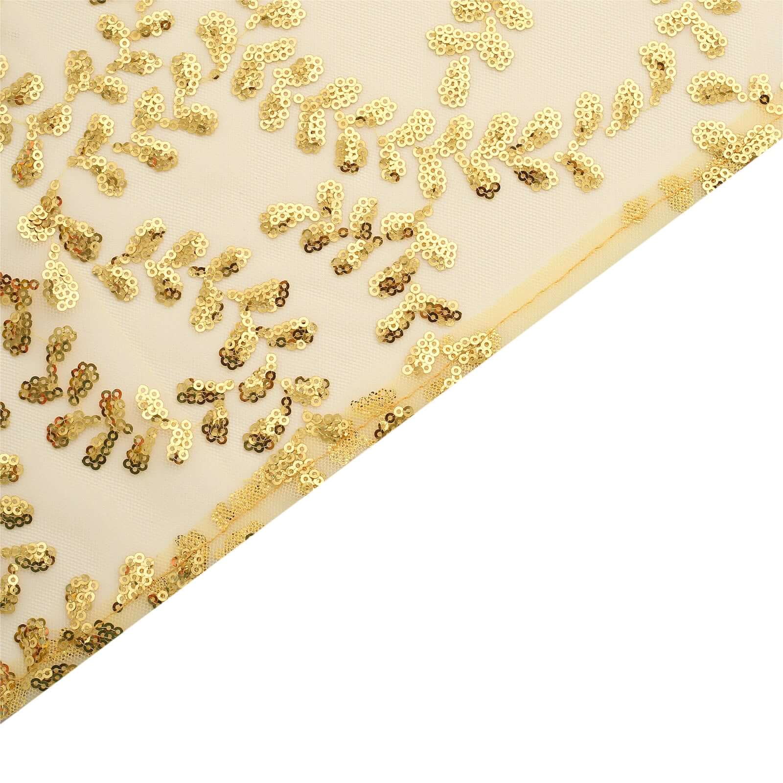 Sequin Tulle 20"x20" Napkin Gold Embroidered Leaf Vine Pattern - Shimmering Event Decor - Image 10