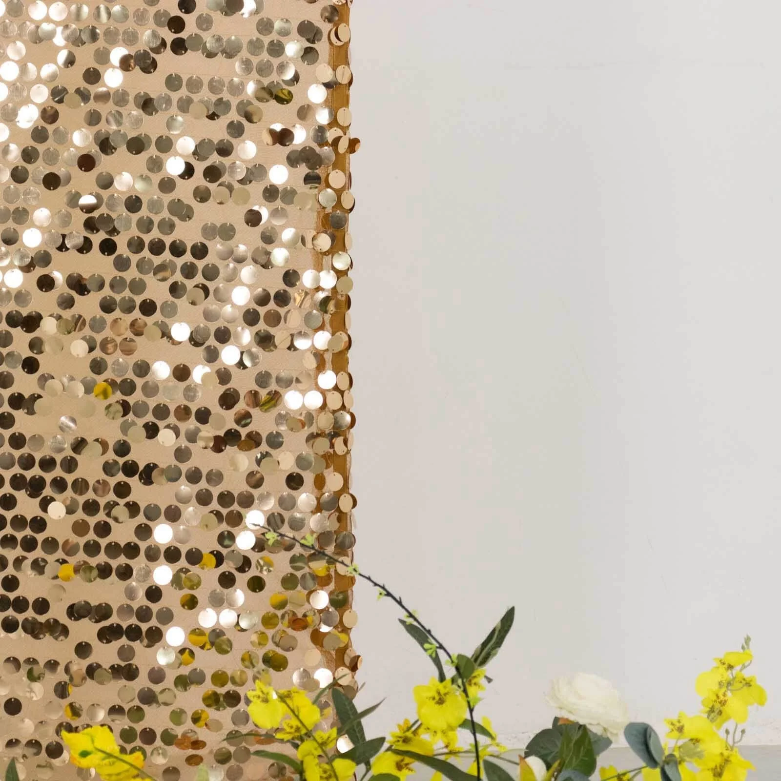 Set of 2 Gold Payette Sequin Wedding Arch Covers for Round Top and Double Arch Chiara Backdrop Stands - 6ft,8ft - Image 2