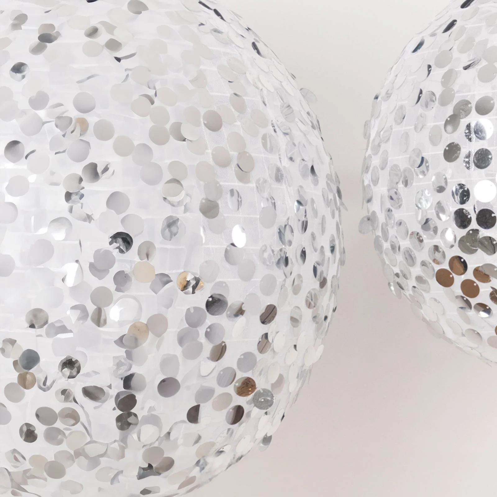 Set of 4 Glitter Silver Payette Sequin Hanging Lanterns, Large Decorative Round Foldable Fabric Chinese Lantern Lampshades - 12",14",16",20" - Image 6