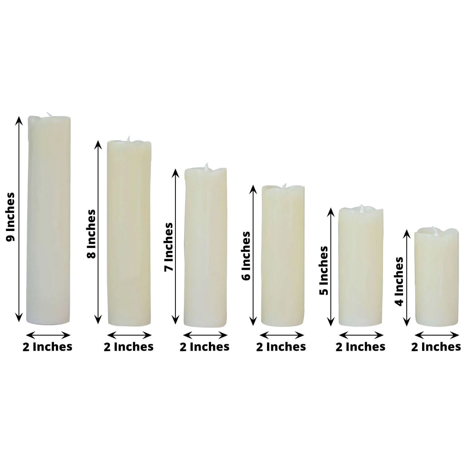 Set of 6 LED Flameless Luminaria Candles Drip Wax Ivory - Battery Operated Pillar Lighting - Image 3