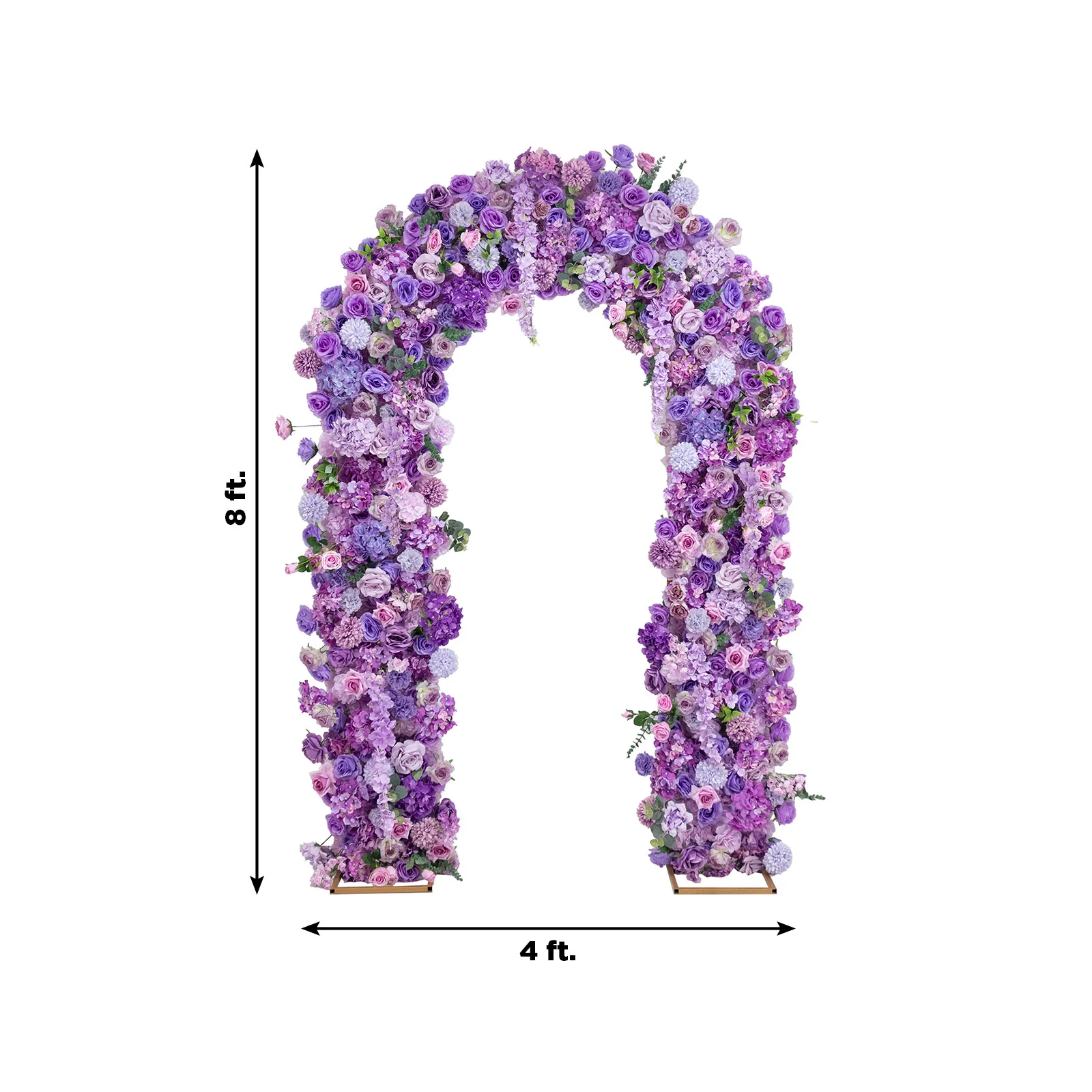 Artificial Flower Arch Backdrop Mixed Lavender Lilac 4ft x 8ft Silk Roses, Hydrangeas & Chrysanthemums for Round Top Double Arch Stand - Image 3