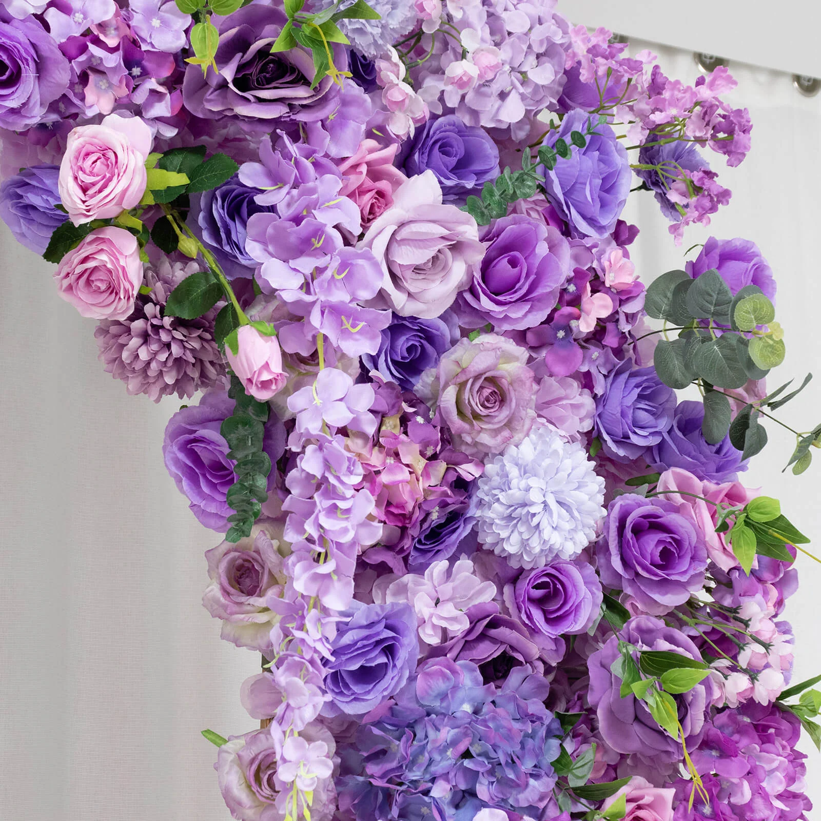 Artificial Flower Arch Backdrop Mixed Lavender Lilac 4ft x 8ft Silk Roses, Hydrangeas & Chrysanthemums for Round Top Double Arch Stand - Image 7