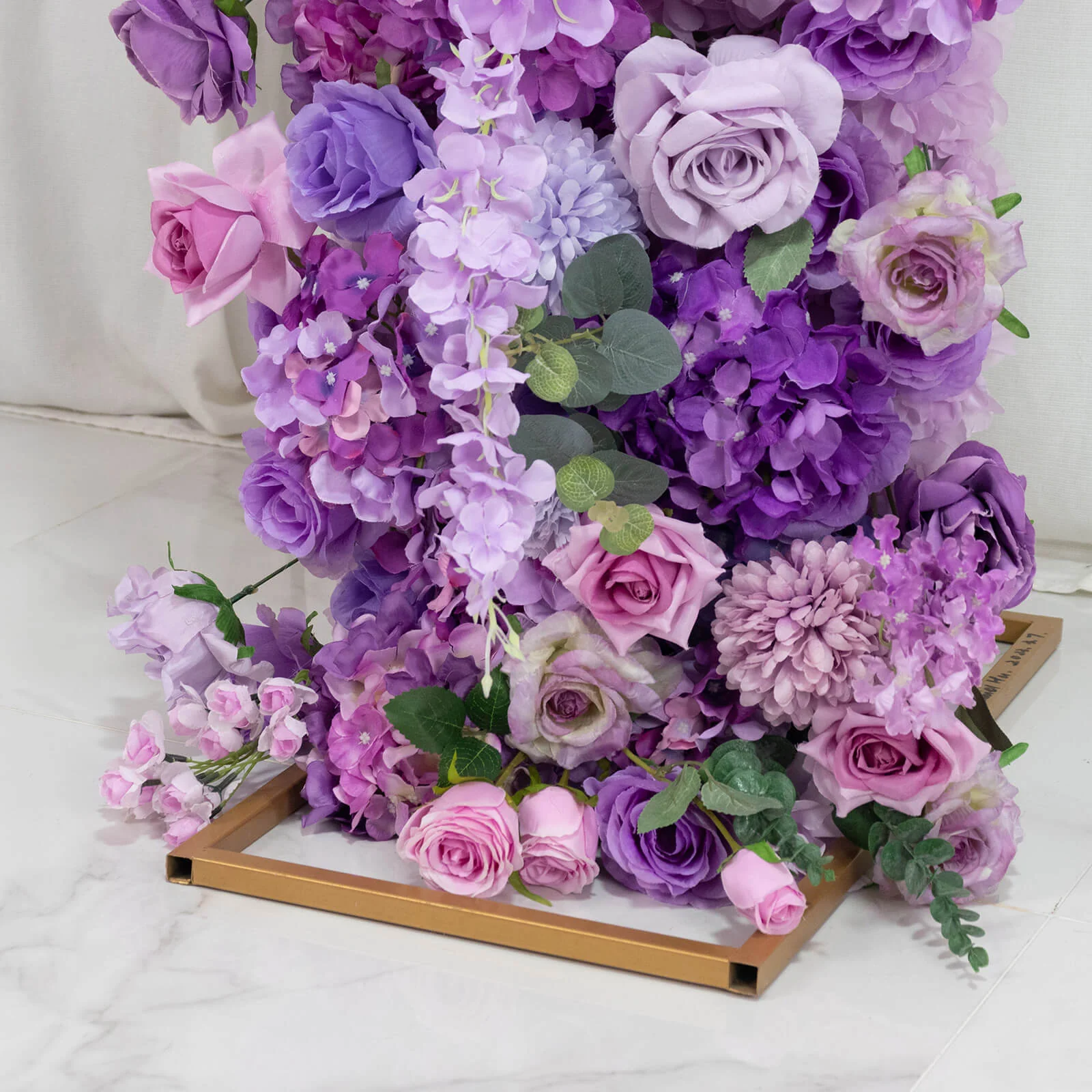 Artificial Flower Arch Backdrop Mixed Lavender Lilac 4ft x 8ft Silk Roses, Hydrangeas & Chrysanthemums for Round Top Double Arch Stand - Image 8
