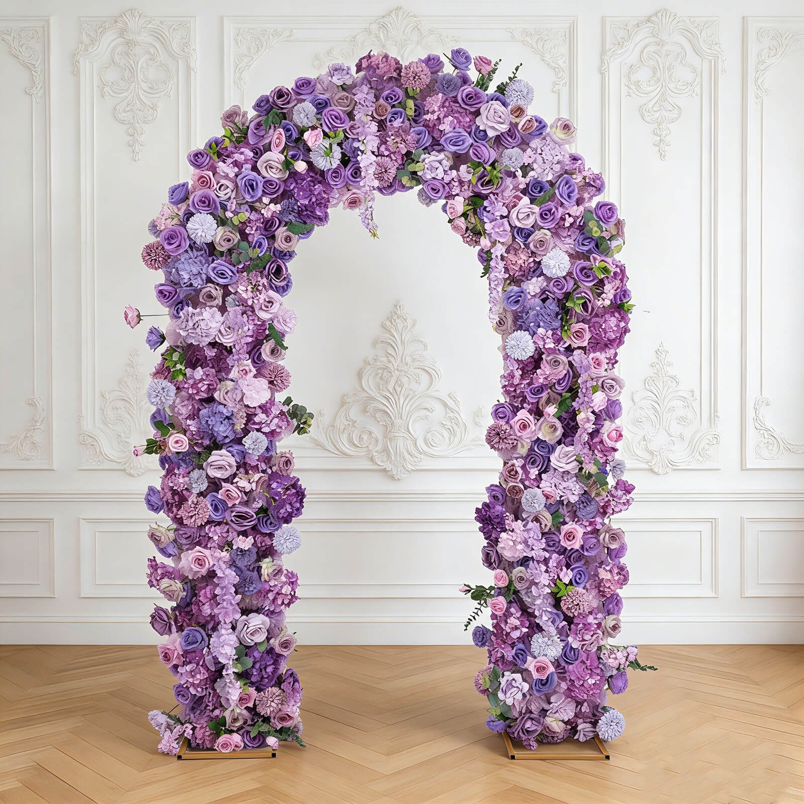 Artificial Flower Arch Backdrop Mixed Lavender Lilac 4ft x 8ft Silk Roses, Hydrangeas & Chrysanthemums for Round Top Double Arch Stand - Image 9