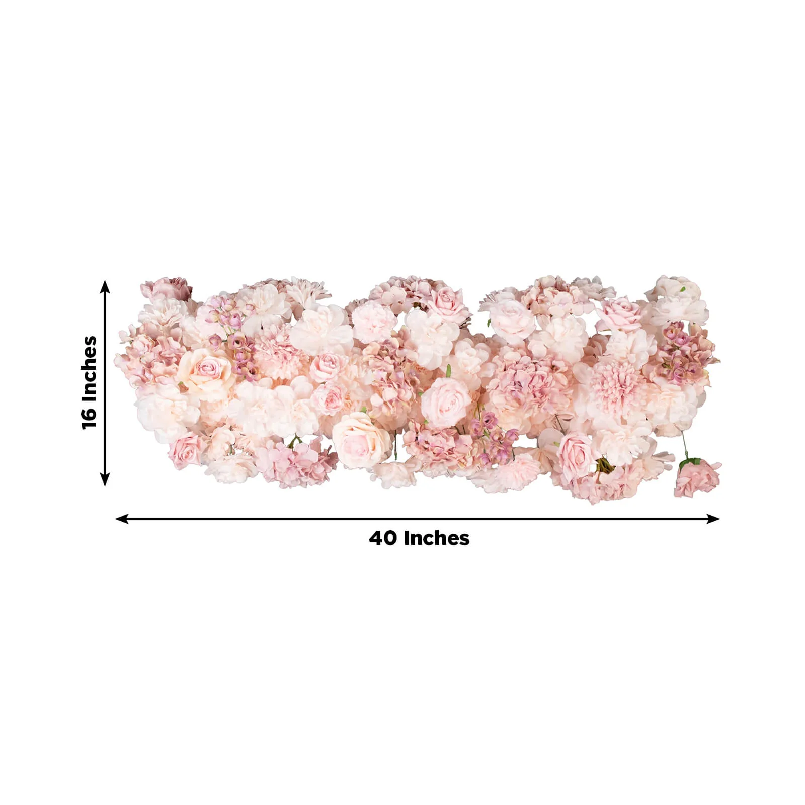 Pre-Arranged Silk Flower Table Runner 40"x16" Mixed Dusty Rose – Roses, Hydrangeas, Chrysanthemums & Peonies for Wedding Table & Arch Decor - Image 3