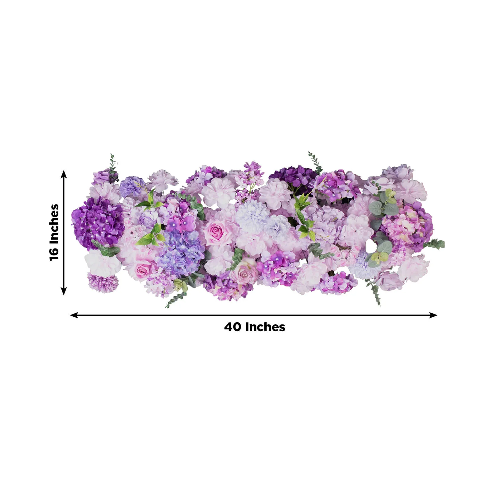 Pre-Arranged Silk Flower Table Runner 40"x16" Mixed Lavender Lilac – Roses, Hydrangeas, Chrysanthemums & Peonies for Wedding Table & Arch Decor - Image 3