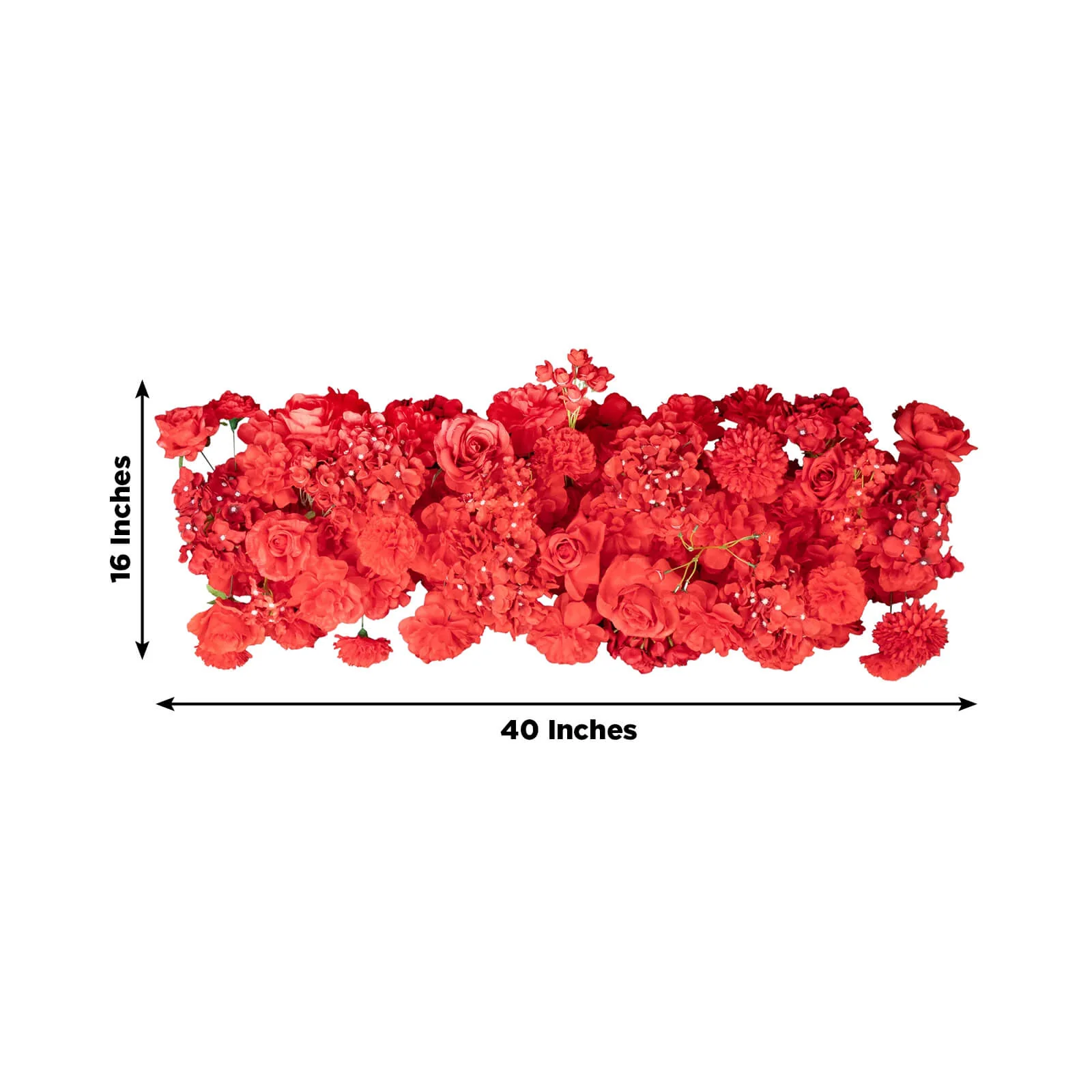 Pre-Arranged Silk Flower Table Runner 40"x16" Mixed Red – Roses, Hydrangeas, Chrysanthemums & Peonies for Wedding Table & Arch Decor - Image 3