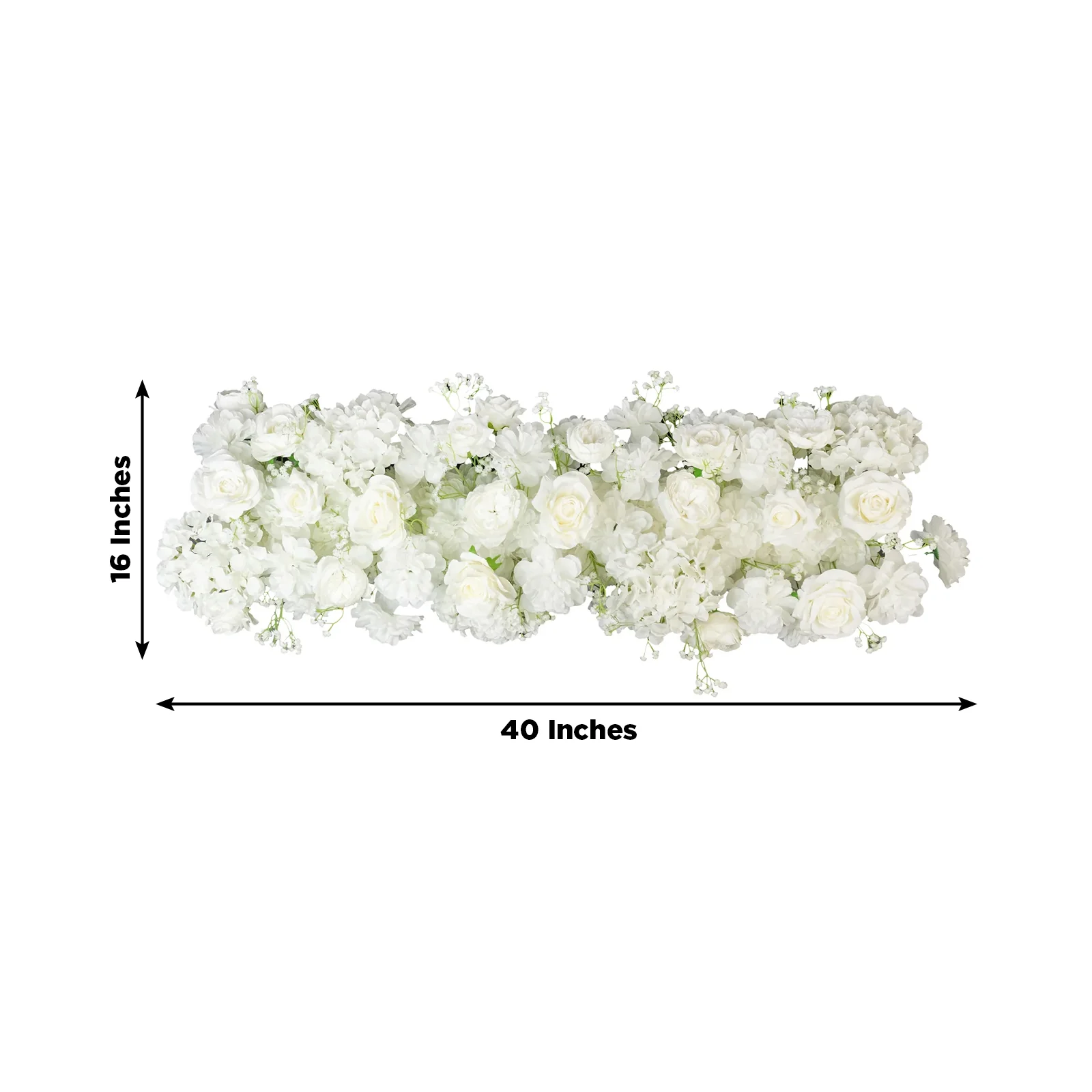 Pre-Arranged Silk Flower Table Runner 40"x16" – White Roses, Hydrangeas & Baby's Breath for Wedding Table & Arch Decor - Image 3