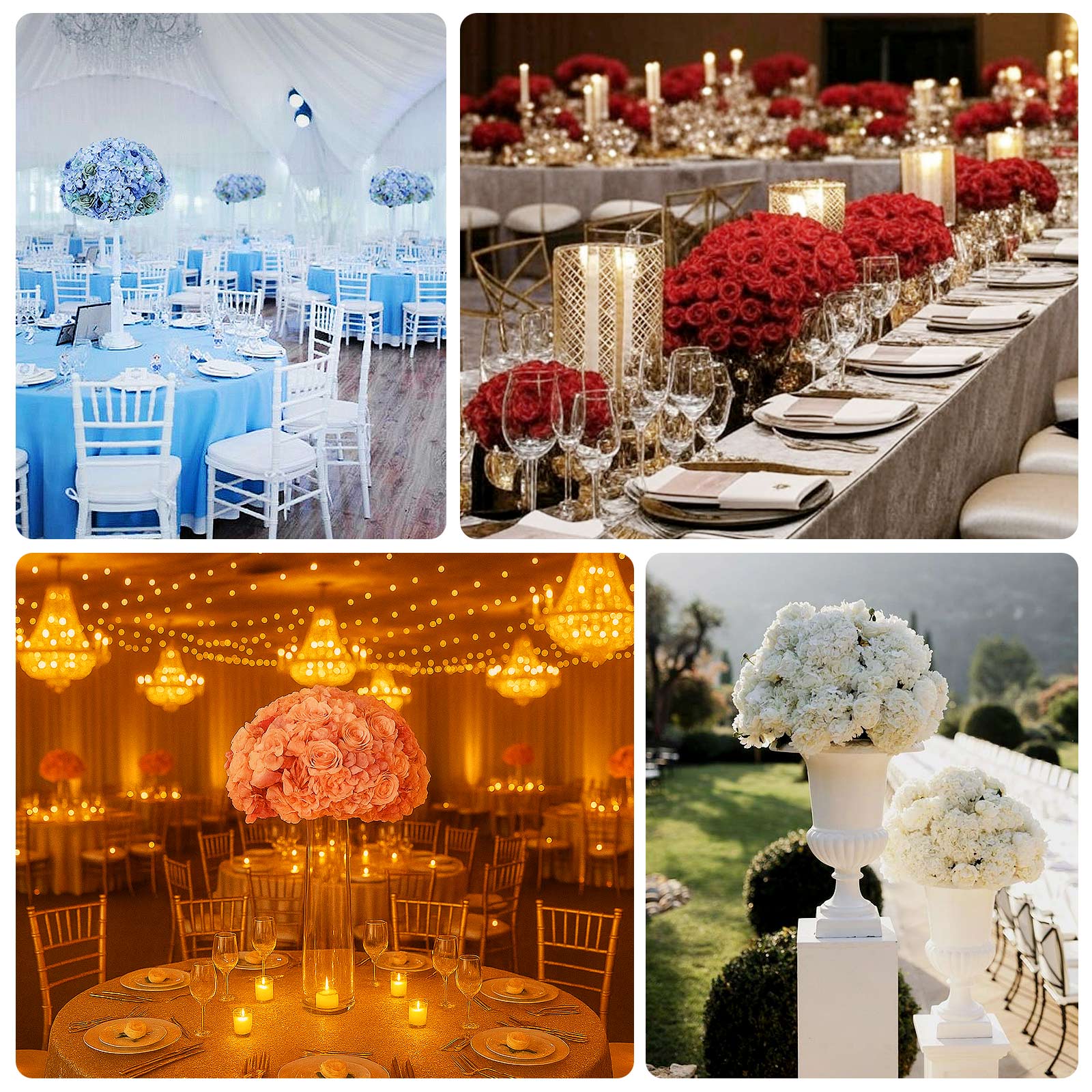 Pre-Arranged Silk Rose Wedding Centerpiece, Cream Artificial Rose Flower Balls Arrangement Table Decor - 20" - Image 7