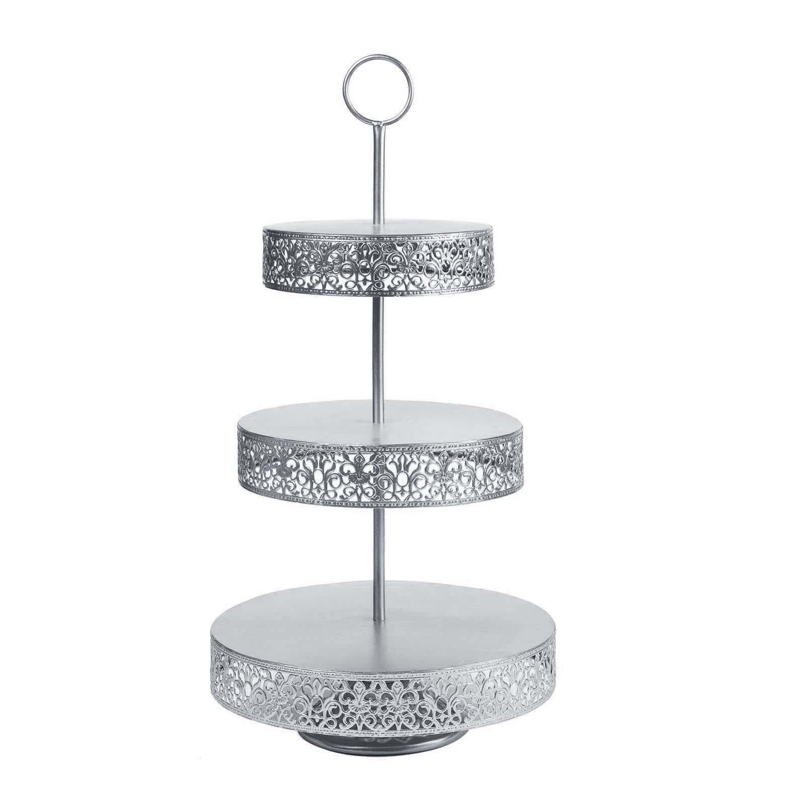 Metal Cupcake Stand 3-Tier Reversible Design Silver - Dessert Holder and Serving Tray 23" - Image 11