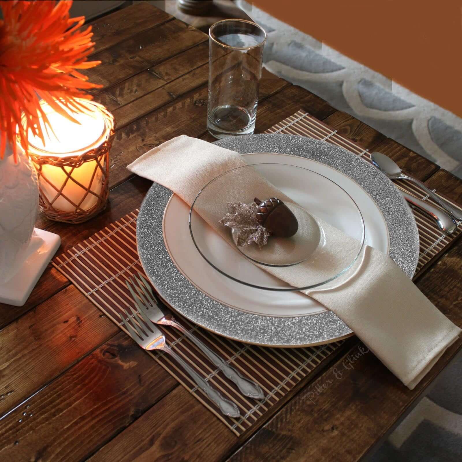 6-Pack Acrylic Plastic Round Charger Plates 13" in Silver with Dust Free Glitter Finish, Decorative Dinner Party Charger Tableware - Image 2