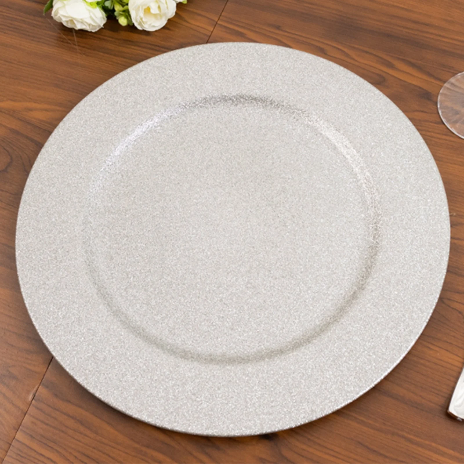 6-Pack Acrylic Plastic Round Charger Plates 13" in Silver with Dust Free Glitter Finish, Decorative Dinner Party Charger Tableware - Image 8