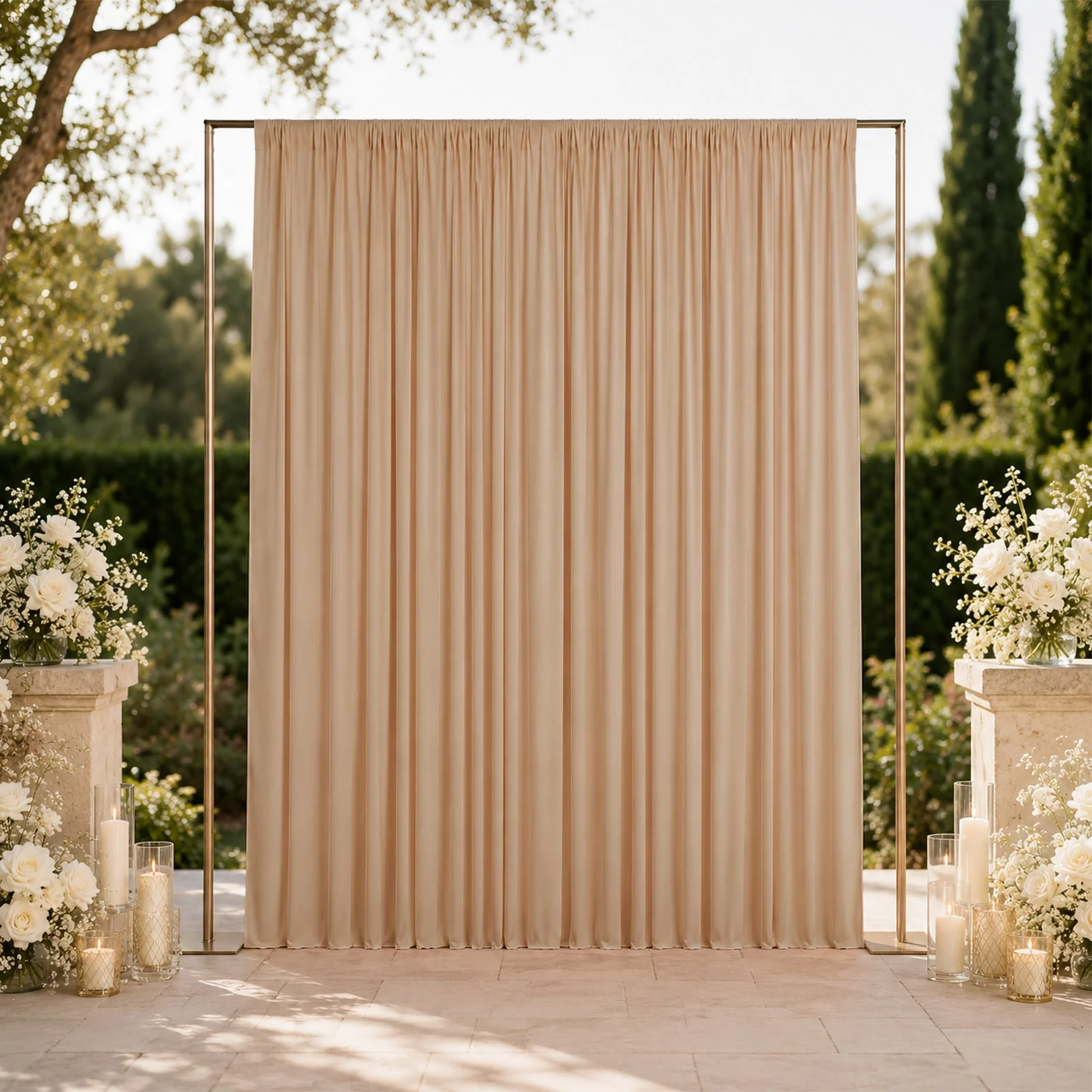 10ft x 12ft Spandex Backdrop Curtain Nude, 4-Way Stretch Wrinkle-Free Photo Booth Backdrop with Rod Pockets for Wedding & Events