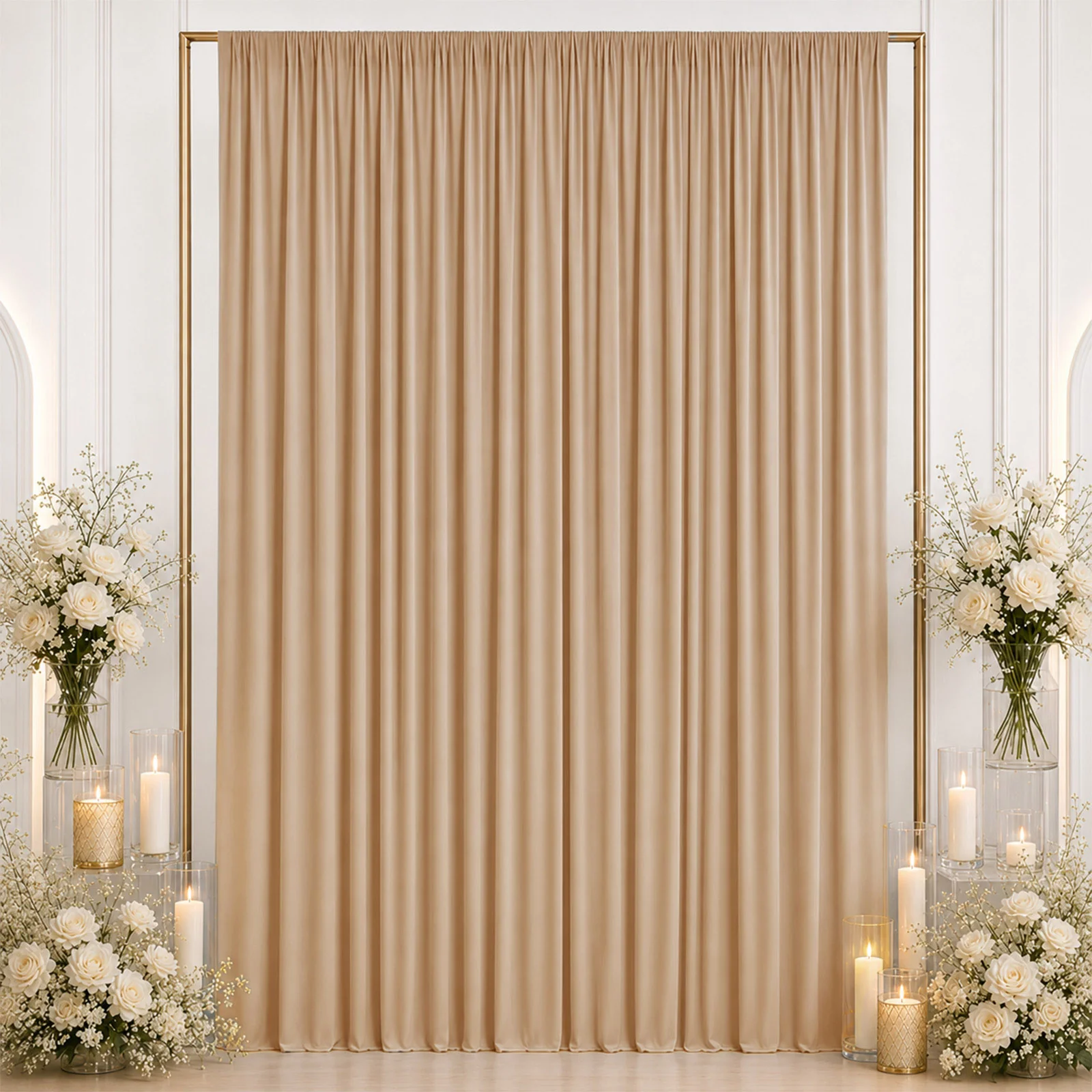 10ft x 12ft Spandex Backdrop Curtain Nude, 4-Way Stretch Wrinkle-Free Photo Booth Backdrop with Rod Pockets for Wedding & Events - Image 3