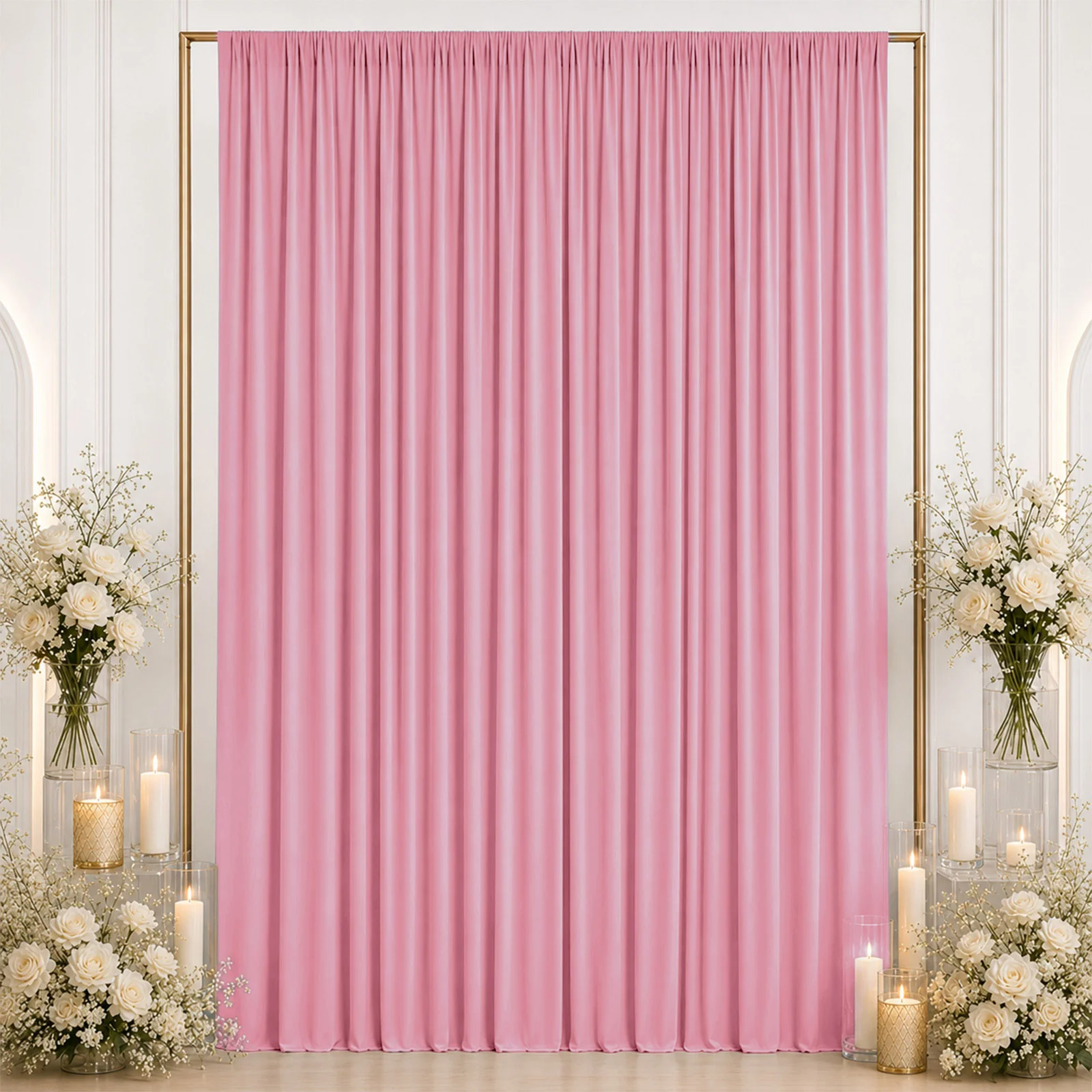 10ft x 12ft Spandex Backdrop Curtain Pink, 4-Way Stretch Wrinkle-Free Photo Booth Backdrop with Rod Pockets for Wedding & Events - Image 3
