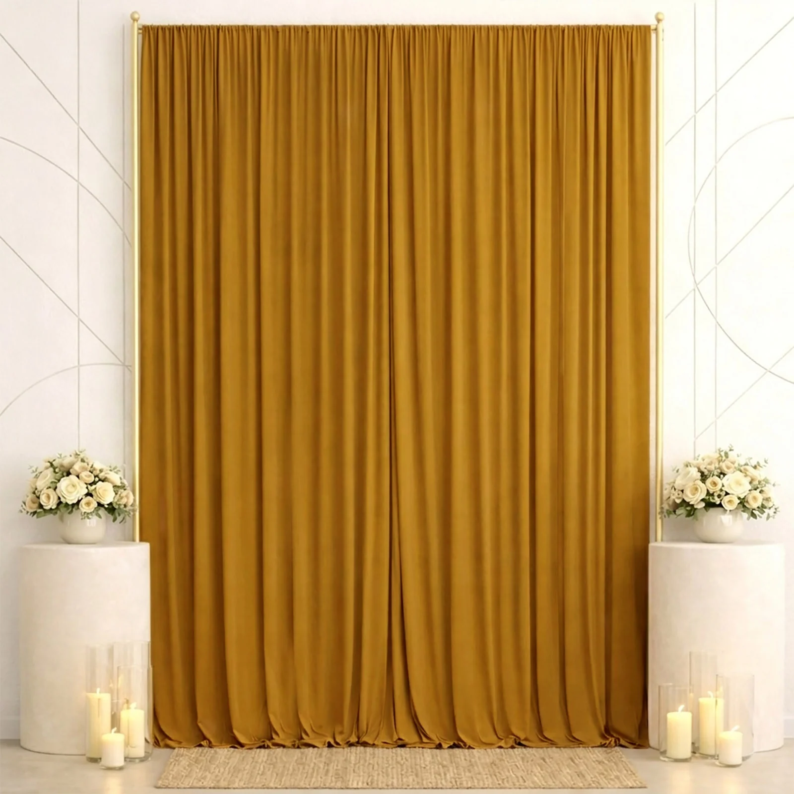 10ft x 14ft Spandex Backdrop Curtain Gold, 4-Way Stretch Wrinkle-Free Photo Booth Backdrop with Rod Pockets for Wedding & Events - Image 3