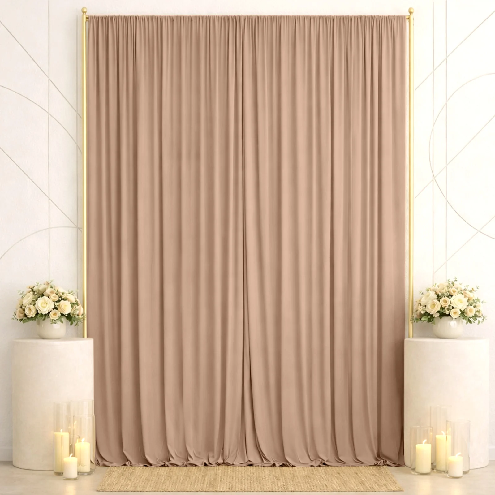 10ft x 14ft Spandex Backdrop Curtain Nude, 4-Way Stretch Wrinkle-Free Photo Booth Backdrop with Rod Pockets for Wedding & Events - Image 3