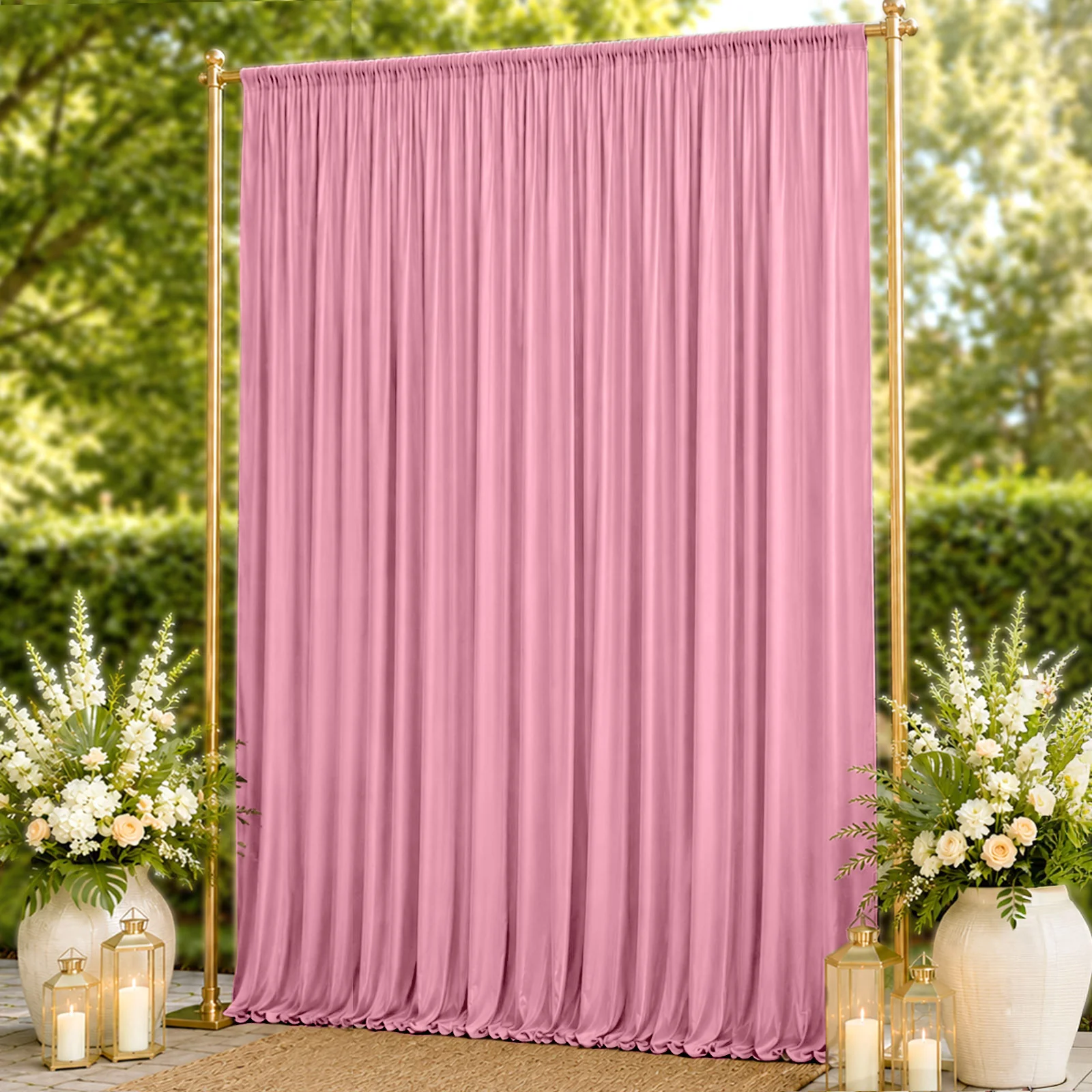 10ft x 14ft Spandex Backdrop Curtain Pink, 4-Way Stretch Wrinkle-Free Photo Booth Backdrop with Rod Pockets for Wedding & Events