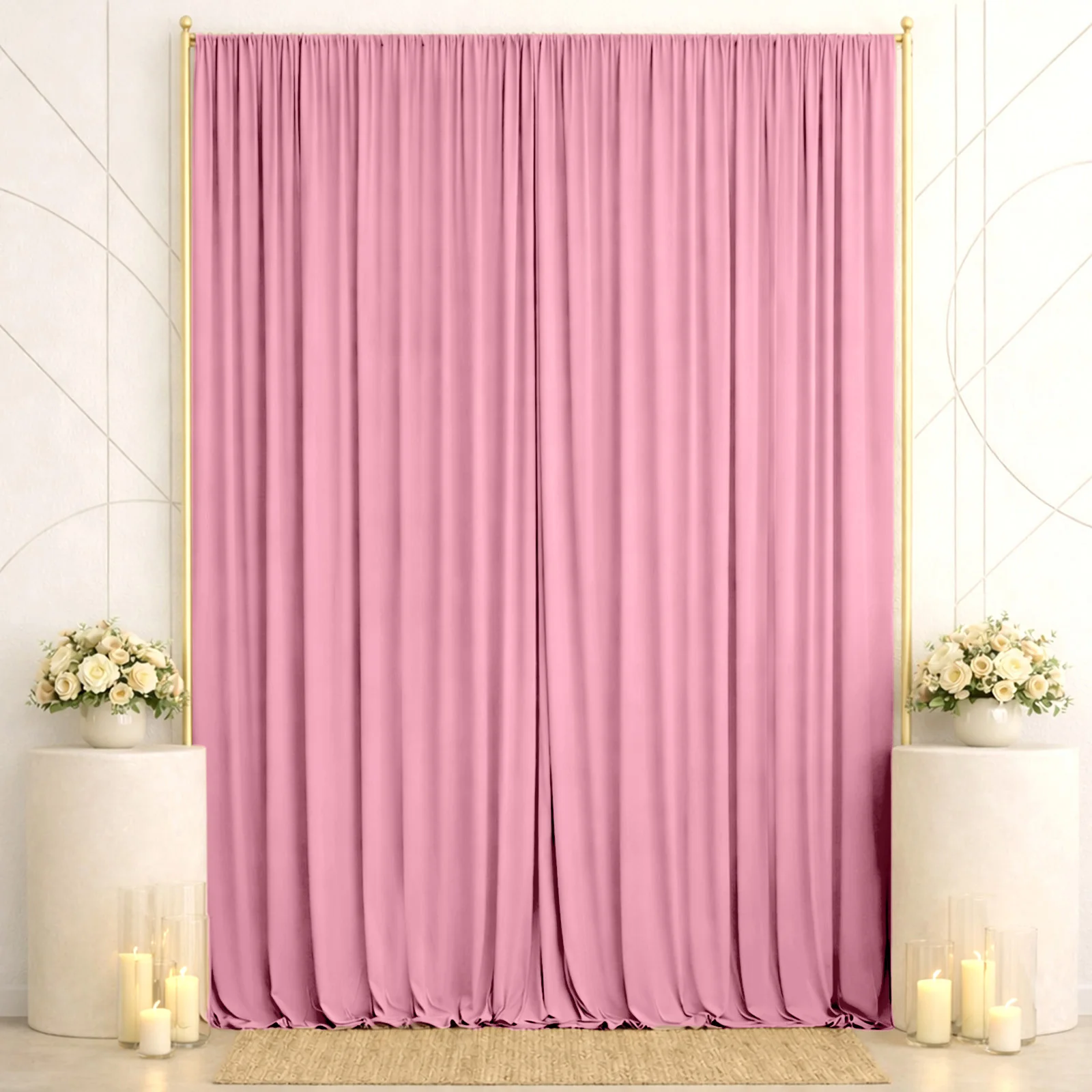 10ft x 14ft Spandex Backdrop Curtain Pink, 4-Way Stretch Wrinkle-Free Photo Booth Backdrop with Rod Pockets for Wedding & Events - Image 3