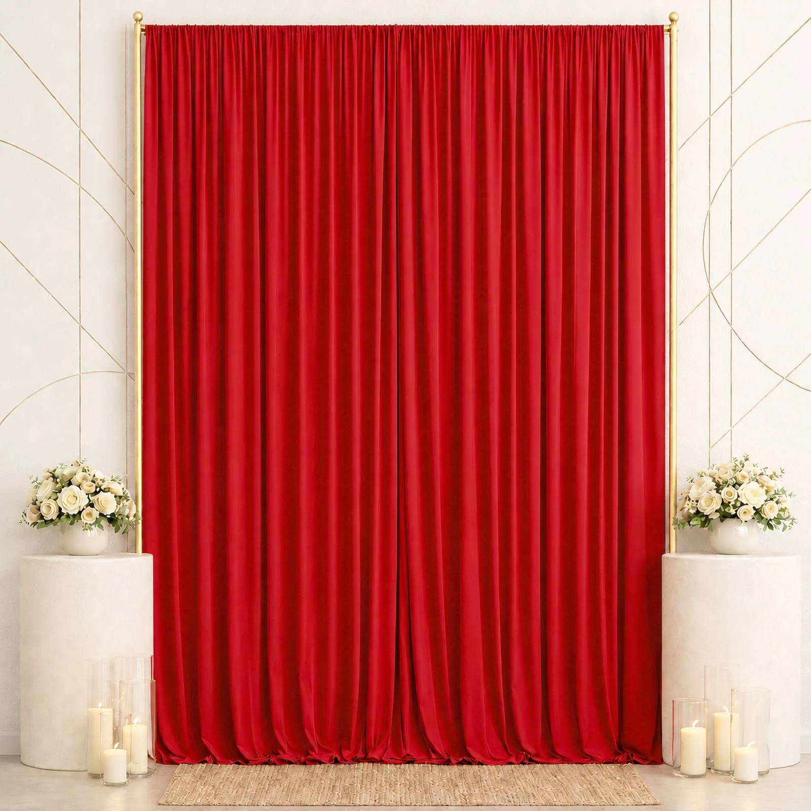 10ft x 14ft Spandex Backdrop Curtain Red, 4-Way Stretch Wrinkle-Free Photo Booth Backdrop with Rod Pockets for Wedding & Events - Image 3