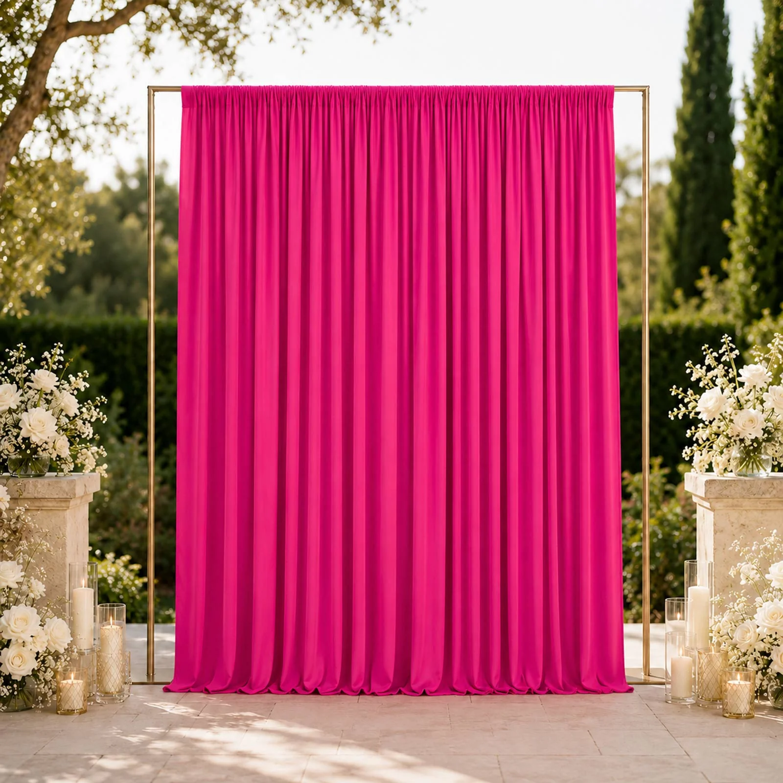 10ft x 12ft Spandex Backdrop Curtain Fuchsia, 4-Way Stretch Wrinkle-Free Photo Booth Backdrop with Rod Pockets for Wedding & Events
