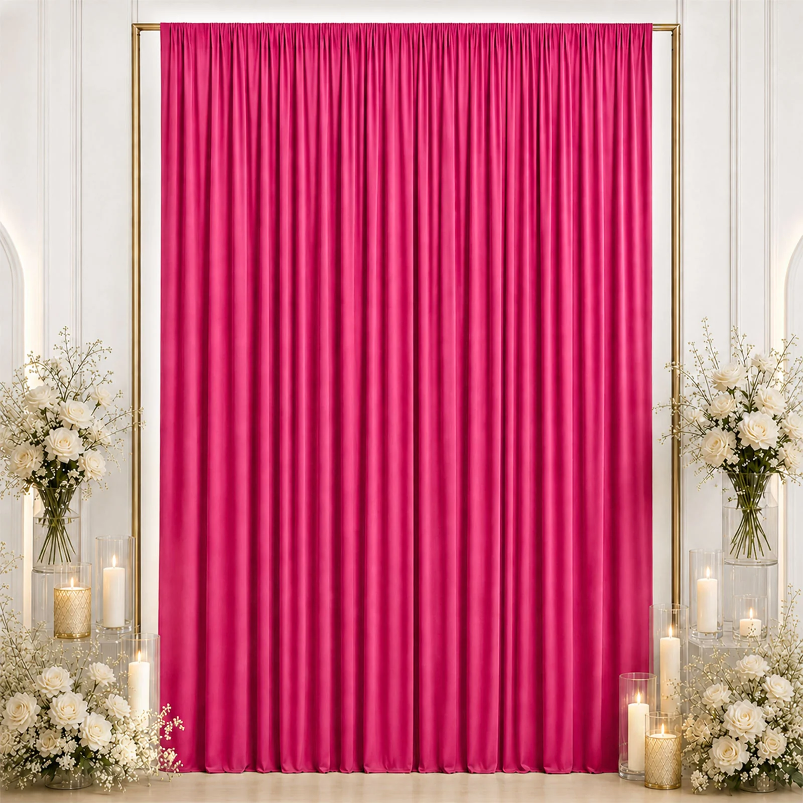 10ft x 12ft Spandex Backdrop Curtain Fuchsia, 4-Way Stretch Wrinkle-Free Photo Booth Backdrop with Rod Pockets for Wedding & Events - Image 3