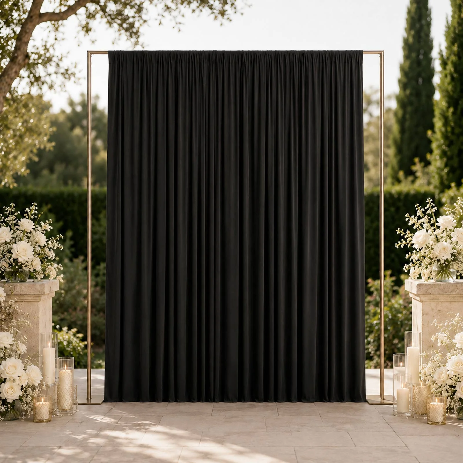 10ft x 12ft Spandex Backdrop Curtain Black, 4-Way Stretch Wrinkle-Free Photo Booth Backdrop with Rod Pockets for Wedding & Events