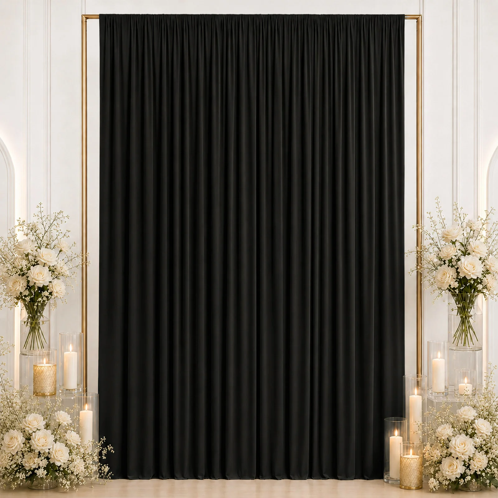 10ft x 12ft Spandex Backdrop Curtain Black, 4-Way Stretch Wrinkle-Free Photo Booth Backdrop with Rod Pockets for Wedding & Events - Image 3