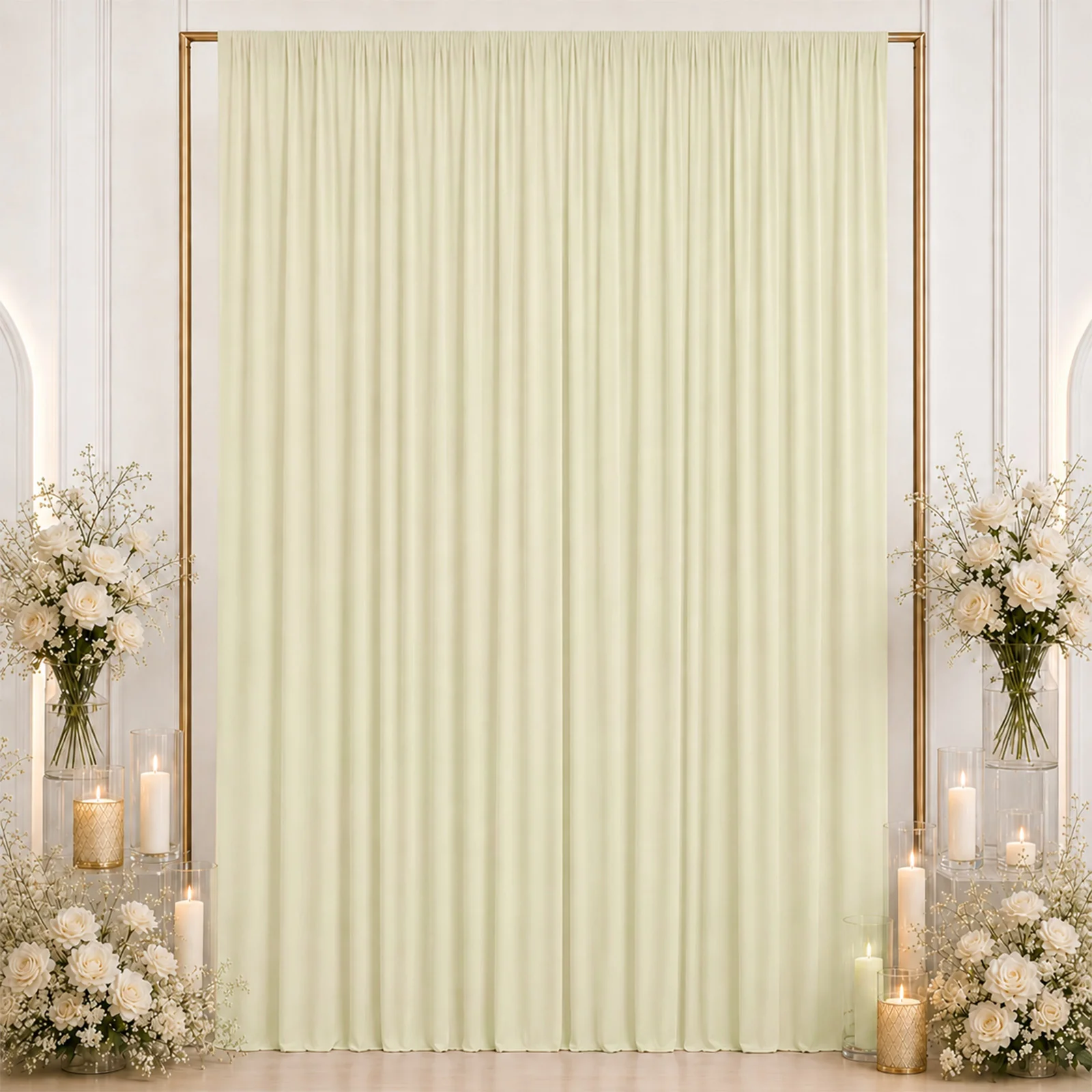 10ft x 12ft Spandex Backdrop Curtain Ivory, 4-Way Stretch Wrinkle-Free Photo Booth Backdrop with Rod Pockets for Wedding & Events - Image 3