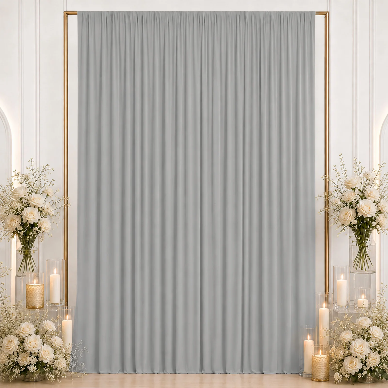 10ft x 12ft Spandex Backdrop Curtain Silver, 4-Way Stretch Wrinkle-Free Photo Booth Backdrop with Rod Pockets for Wedding & Events - Image 3