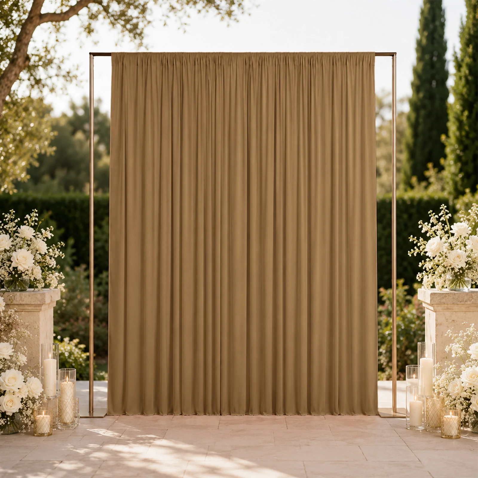 10ft x 12ft Spandex Backdrop Curtain Taupe, 4-Way Stretch Wrinkle-Free Photo Booth Backdrop with Rod Pockets for Wedding & Events
