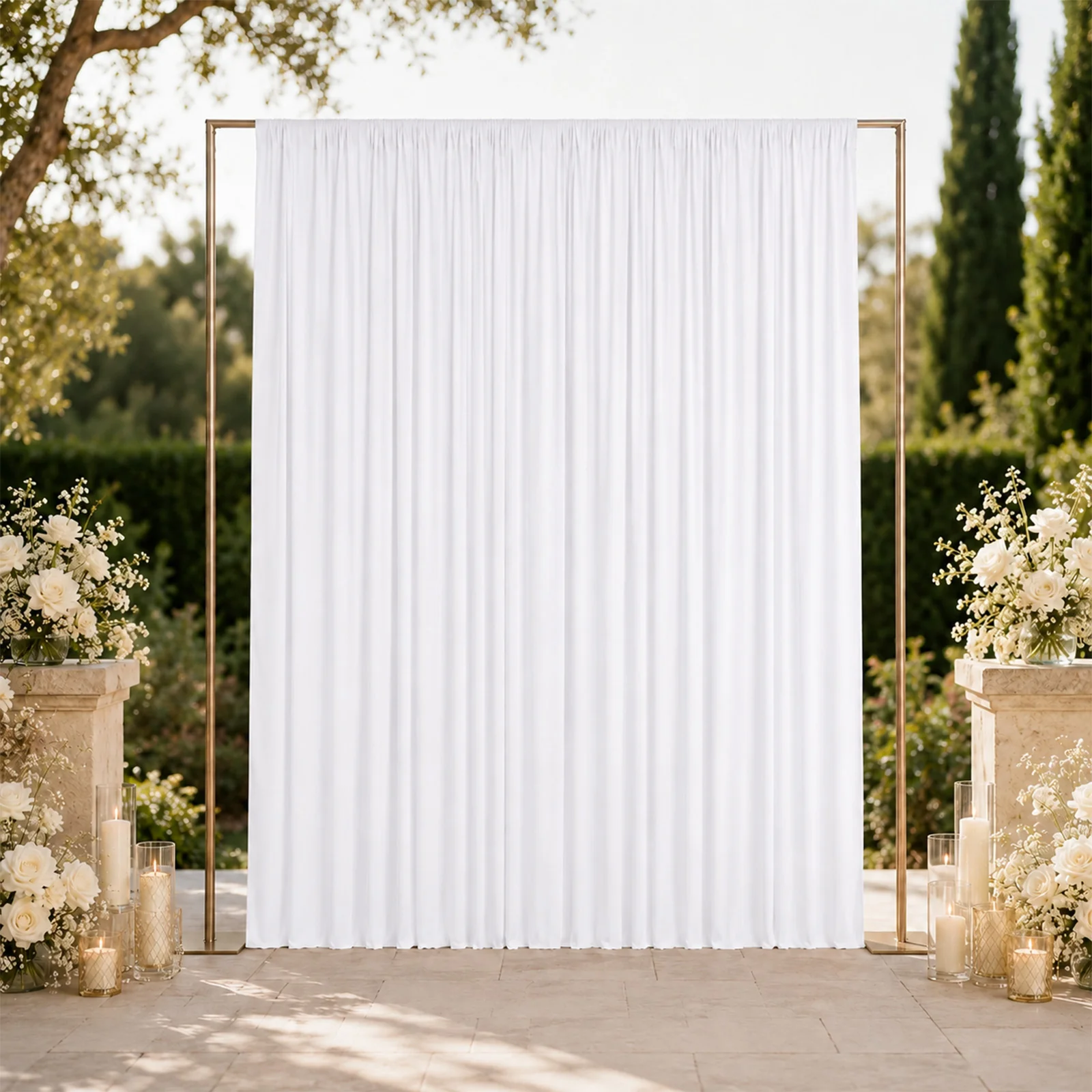 10ft x 12ft Spandex Backdrop Curtain White, 4-Way Stretch Wrinkle-Free Photo Booth Backdrop with Rod Pockets for Wedding & Events