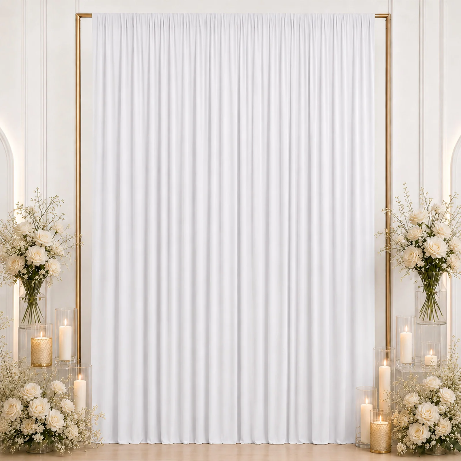 10ft x 12ft Spandex Backdrop Curtain White, 4-Way Stretch Wrinkle-Free Photo Booth Backdrop with Rod Pockets for Wedding & Events - Image 6