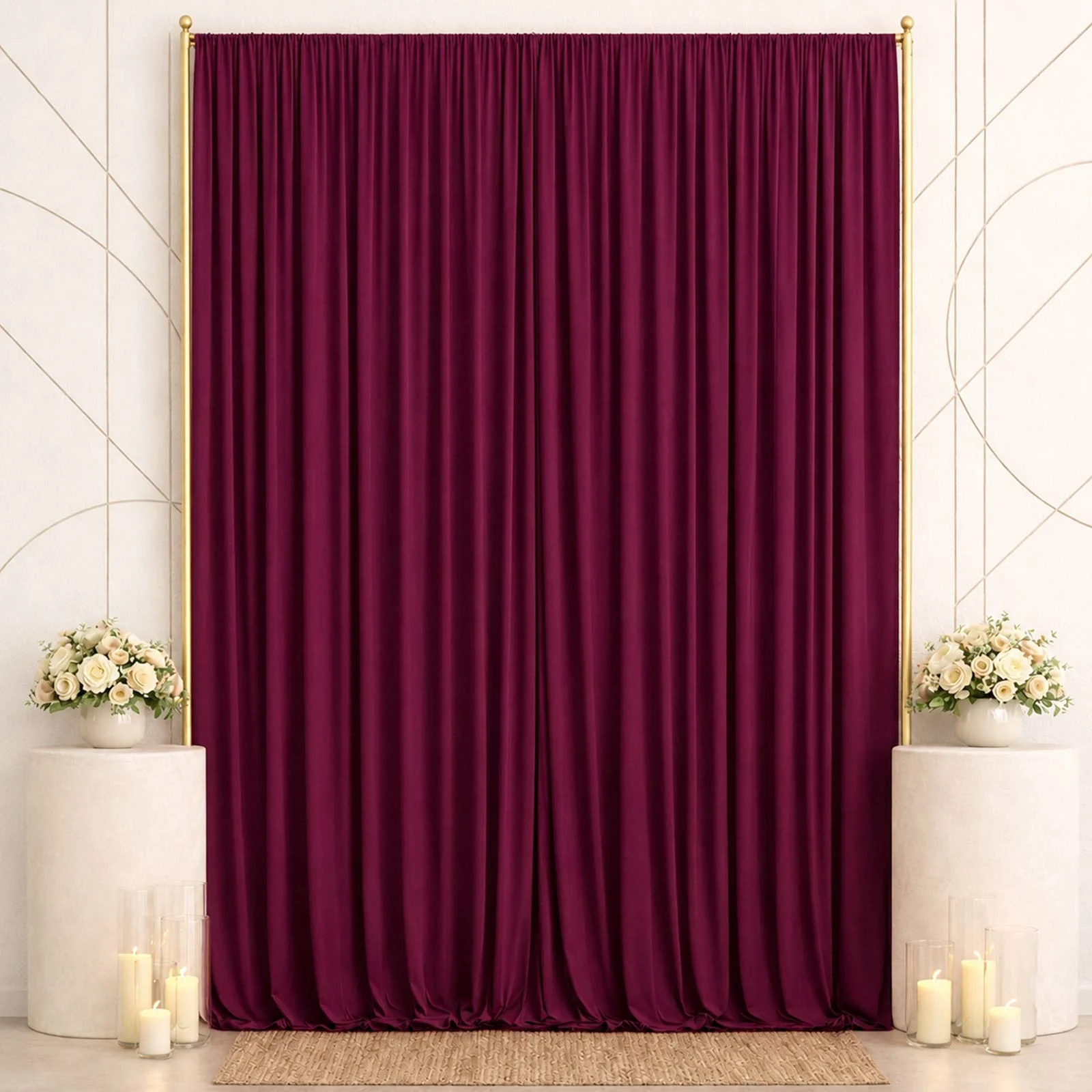 10ft x 14ft Spandex Backdrop Curtain Burgundy, 4-Way Stretch Wrinkle-Free Photo Booth Backdrop with Rod Pockets for Wedding & Events - Image 3